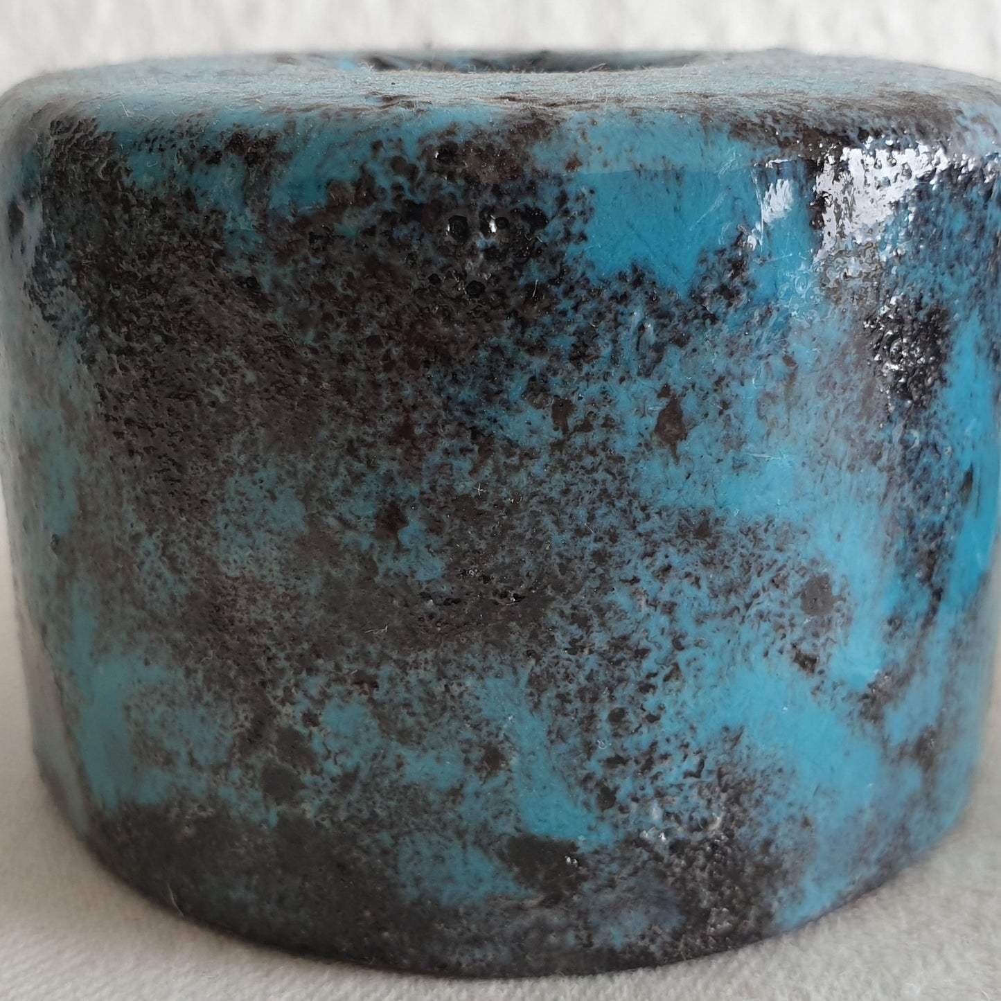 2 x ARN for Raymor Turquoise Black Glazed Studio Ceramic Candle Holders Mollaris.com
