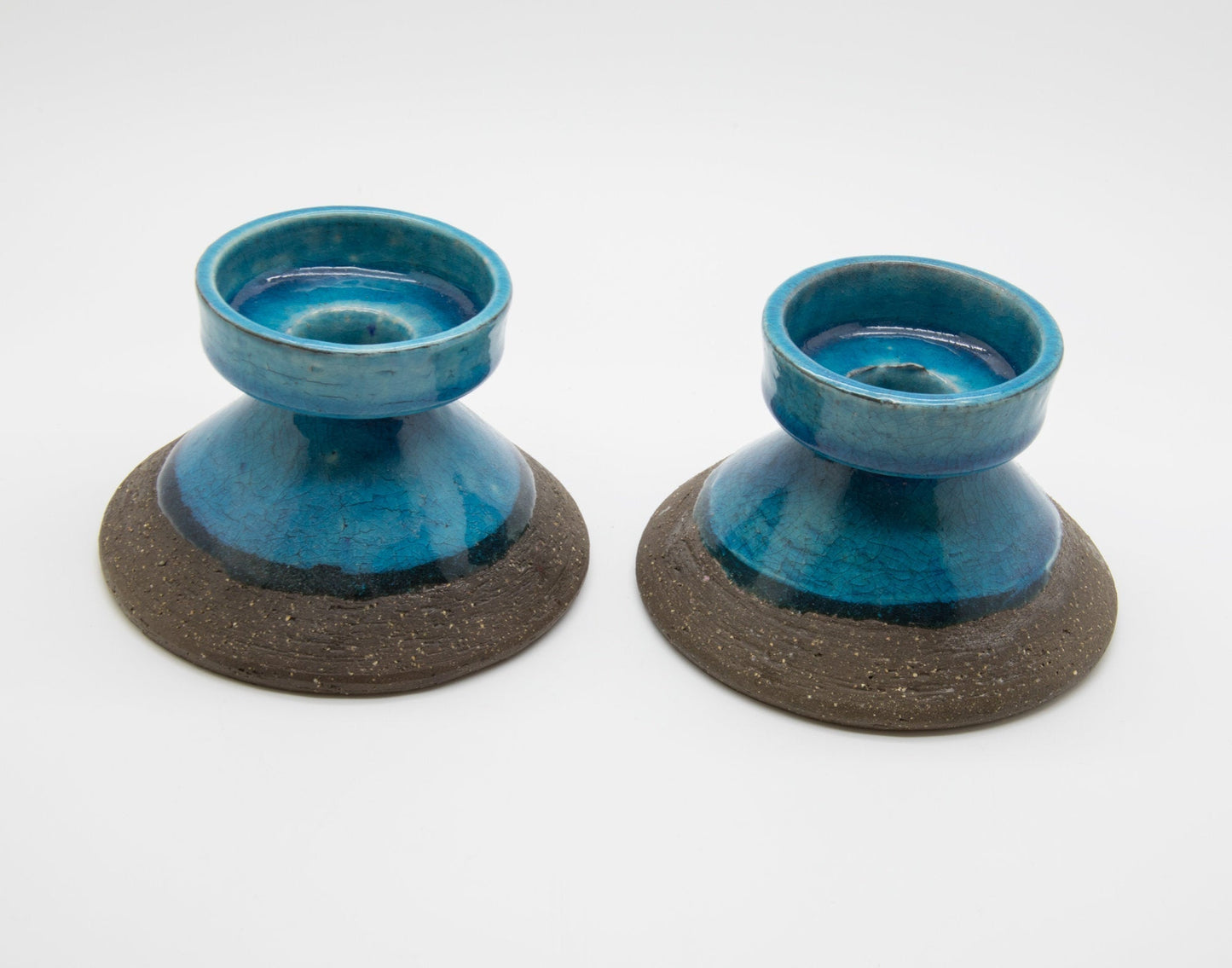 2 x JOHANNES ANDERSEN Blue Glazed Ceramic Candle Holders Mollaris.com