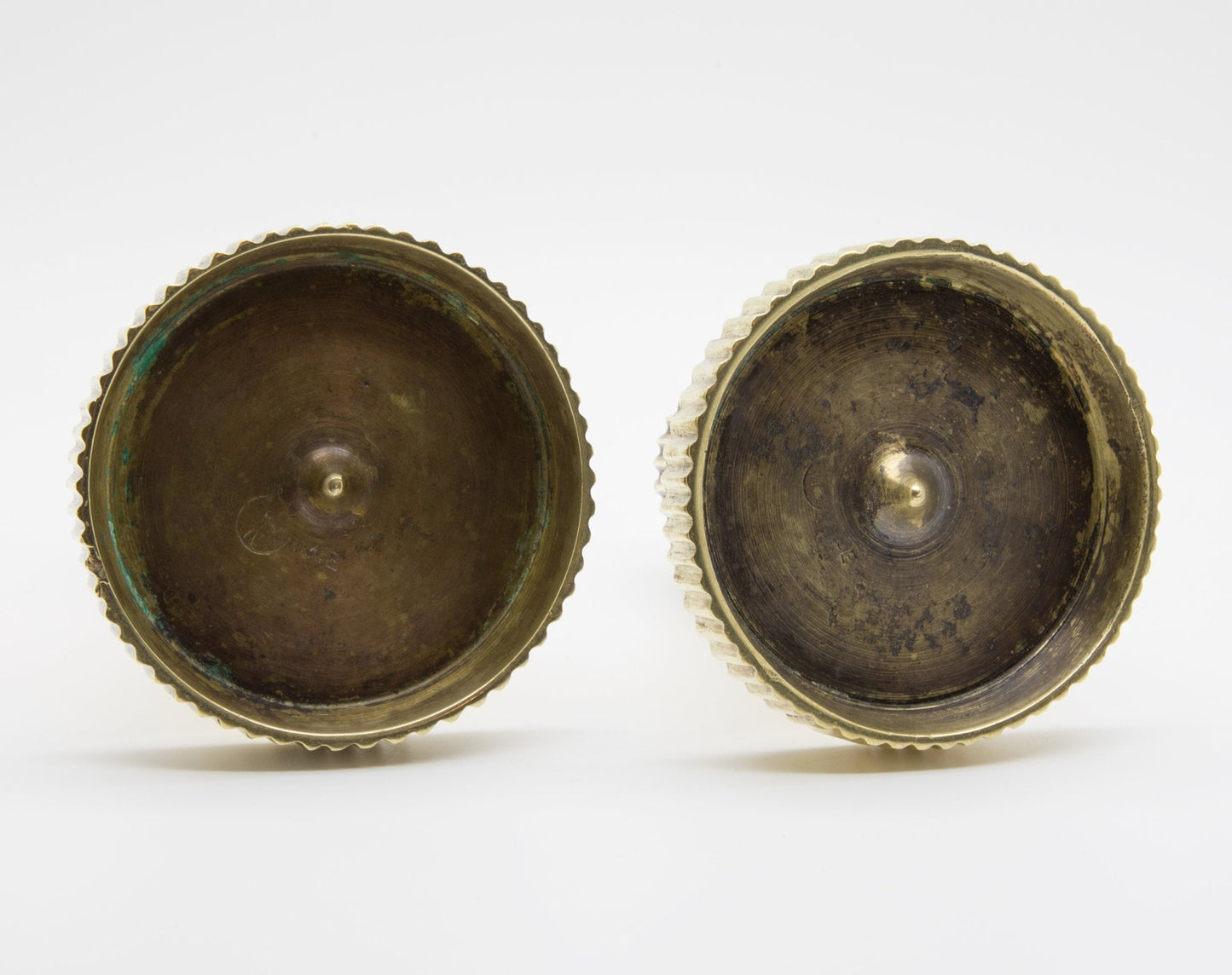 2 x Modernist TINOS Fluted Solid Bronze Candle Holders Mollaris.com
