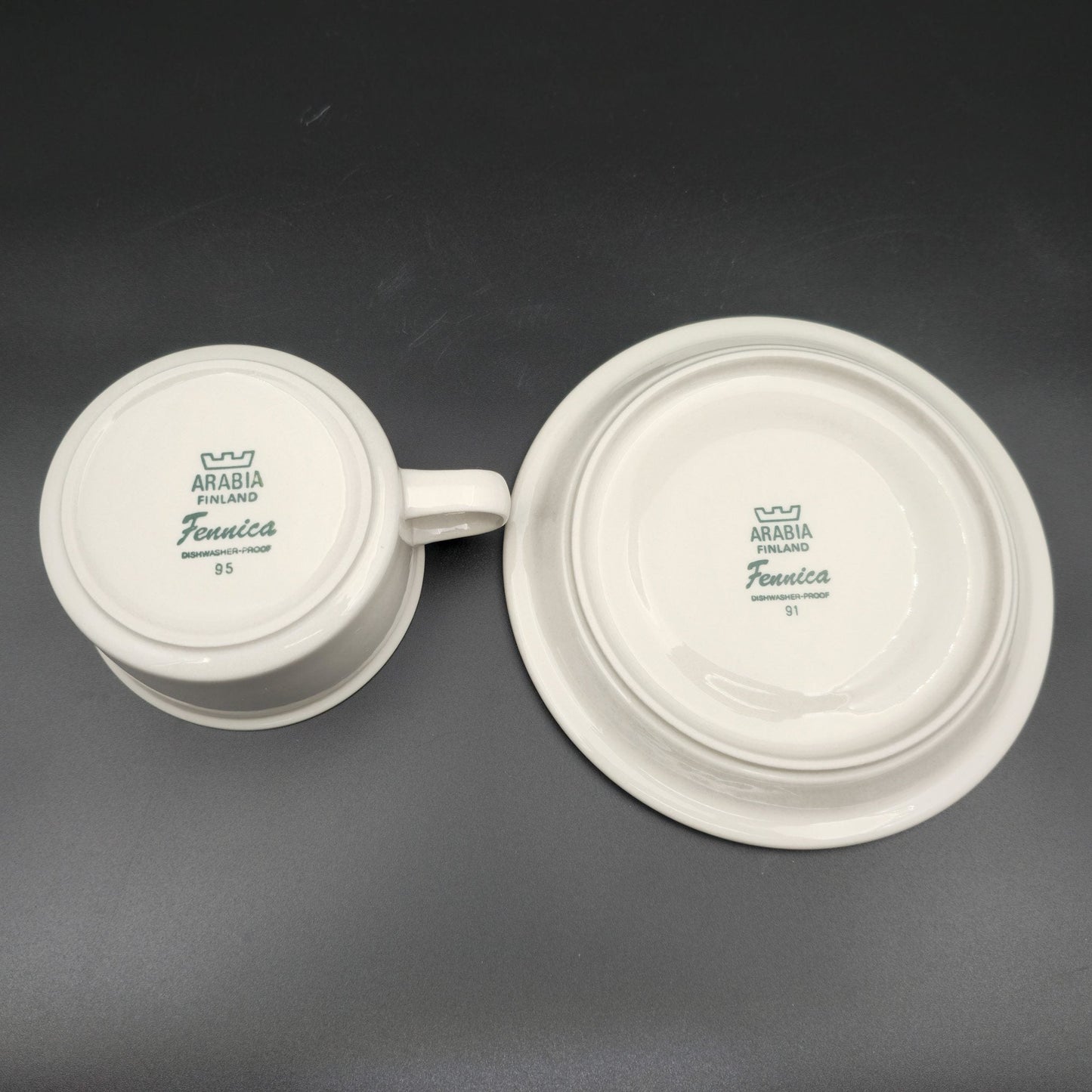 4 x Arabia RICHARD LINDH Tableware FENNICA Stoneware Tea Cup + Saucer Set Mollaris.com