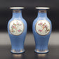 A Mirrored Pair of Chinese Famille Rose Lavender Blue-Ground 'Medallion' Vases, Republic Period Mollaris.com 