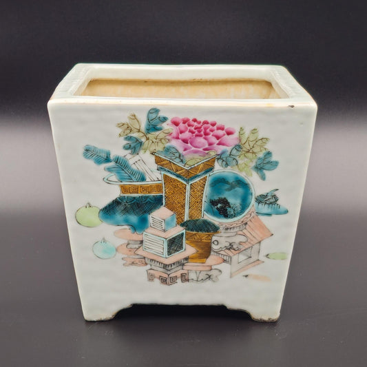 A Mirrored Pair of Chinese Qianjiang Cai 'Hundred Treasures' Planters by Xu Pinheng, Dated 1894, Guangxu Period Mollaris.com