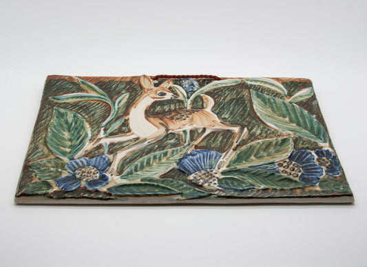 AKSEL SIGVALD NIELSEN Deer in the Woods Stoneware Wall Plaque Mollaris.com