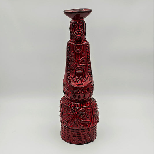 ALVINO BAGNI Large Red Glazed Human Figure Ceramic Candlestick Mollaris.com