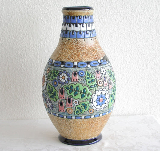 AMPHORA Campina Flowers & Parrot Ceramic Floor Vase Mollaris.com