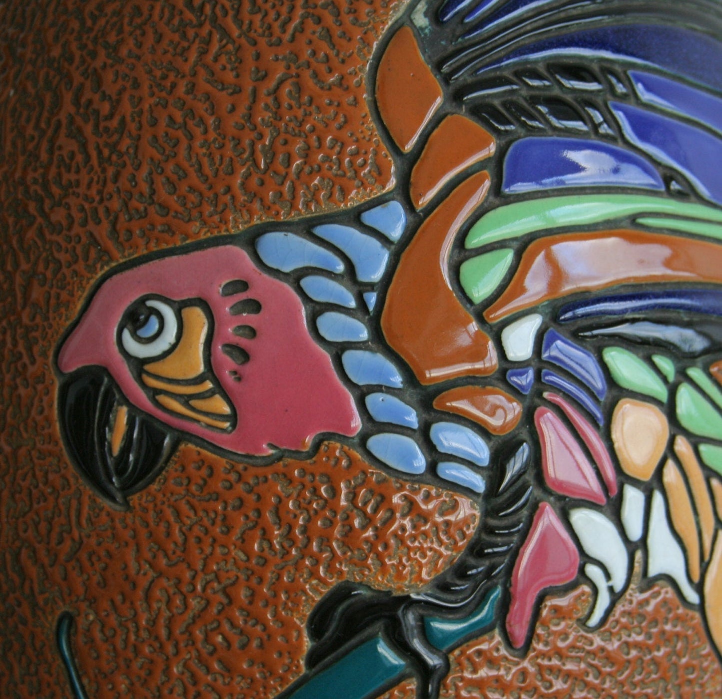 AMPHORA Campina Parrot & Flowers Ceramic Floor Vase Mollaris.com