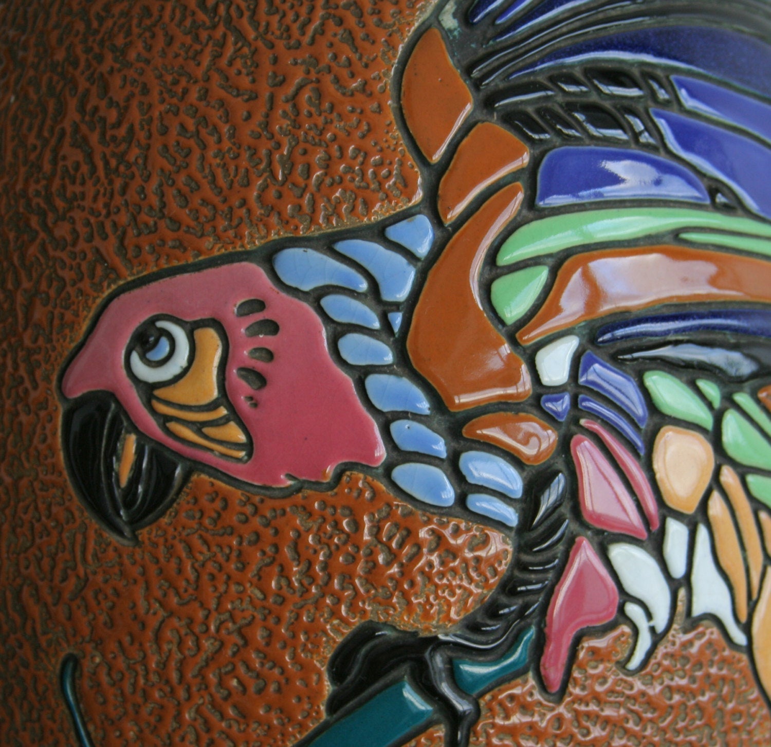 AMPHORA Campina Parrot & Flowers Ceramic Floor Vase Mollaris.com