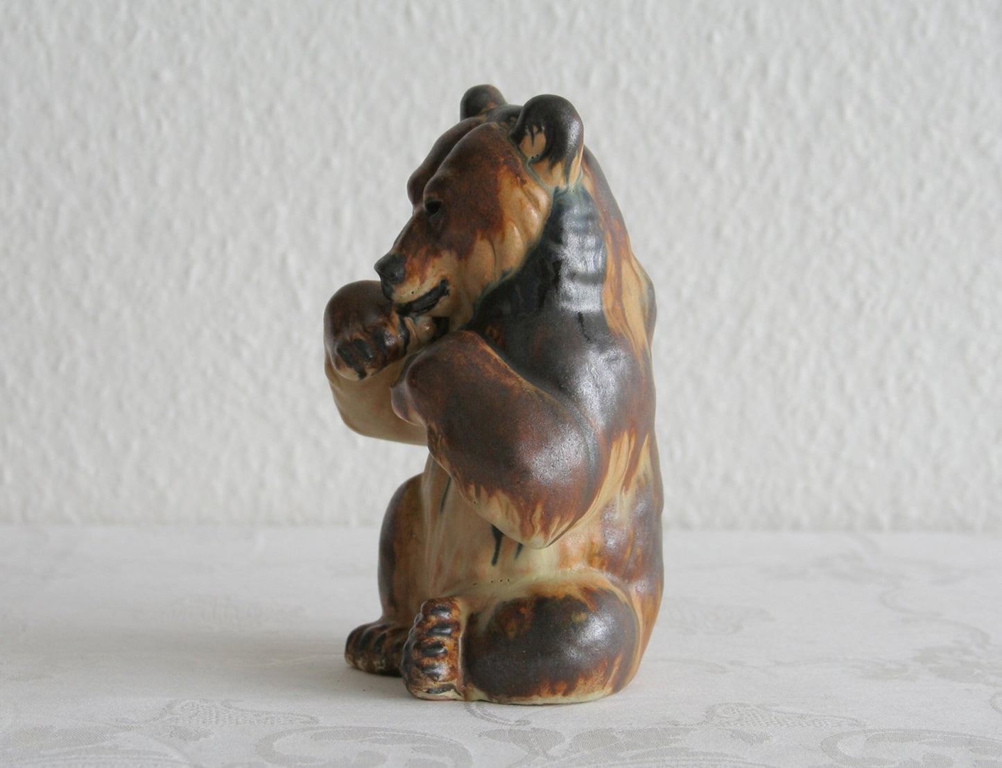 ARNE INGDAM Large Brown Glazed Stoneware Bear Sculpture Mollaris.com
