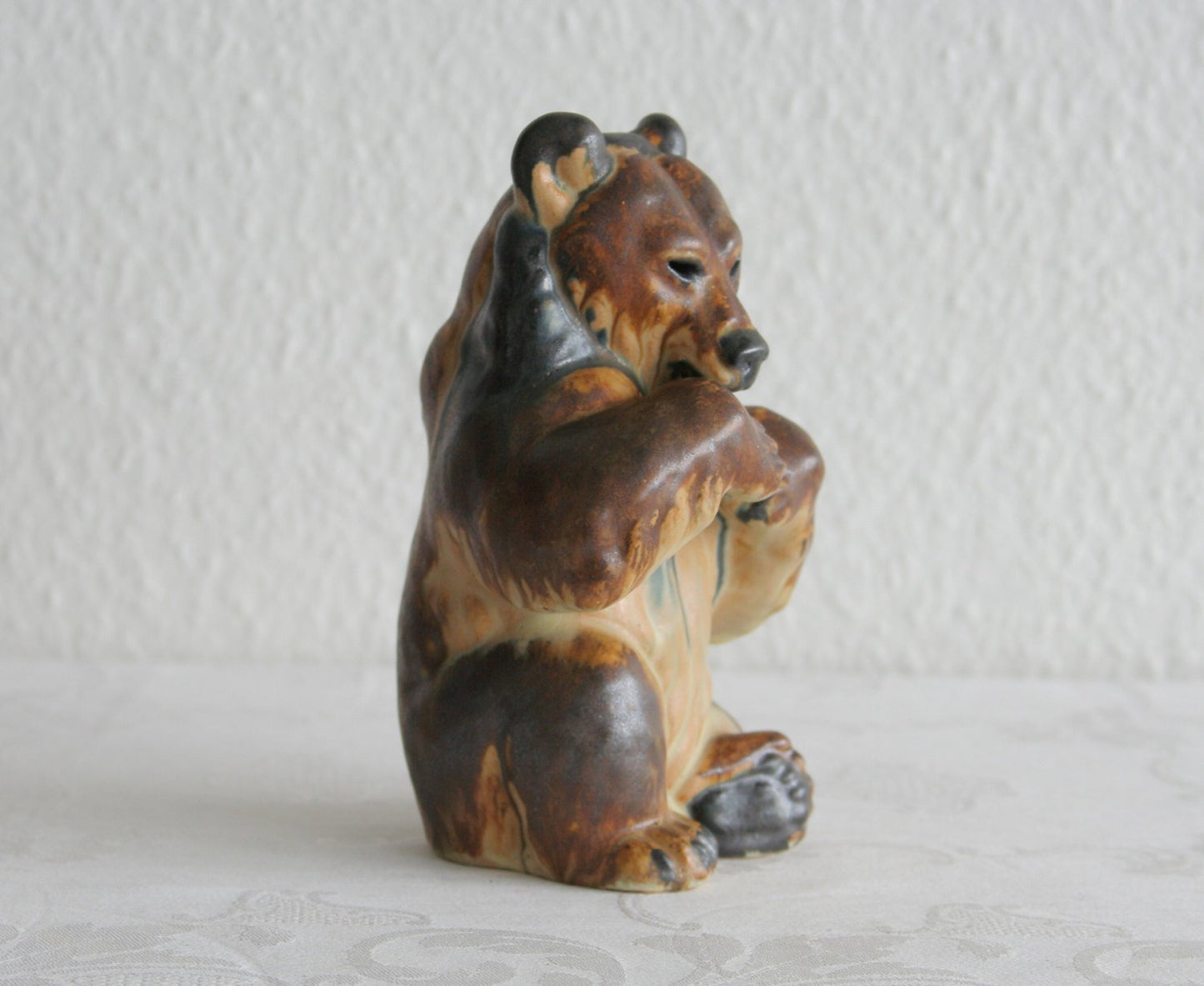 ARNE INGDAM Large Brown Glazed Stoneware Bear Sculpture Mollaris.com
