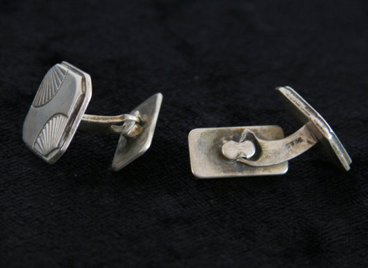 ART DECO Modernist Solid Silver (830S) Cufflinks Mollaris.com