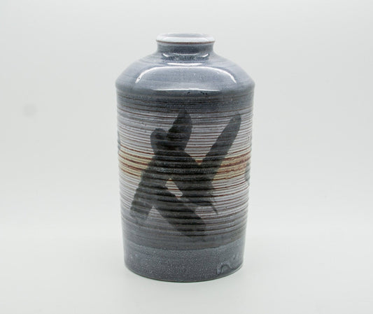 BIRTE VEDEL HOWARD White Grey Glazed Ribbed Stoneware Vase Mollaris.com