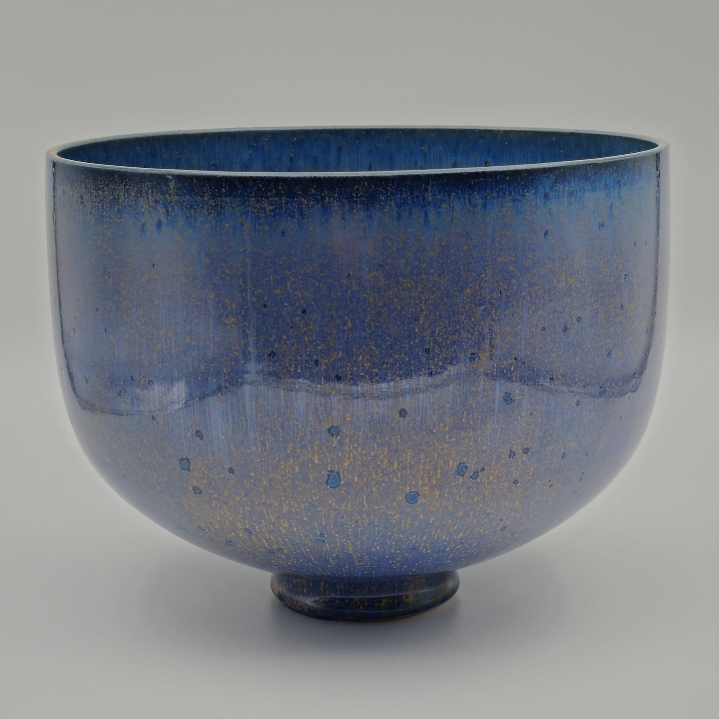 BIRTHE SAHL Large Blue Crystal Glazed Stoneware Fruit Bowl Mollaris.com