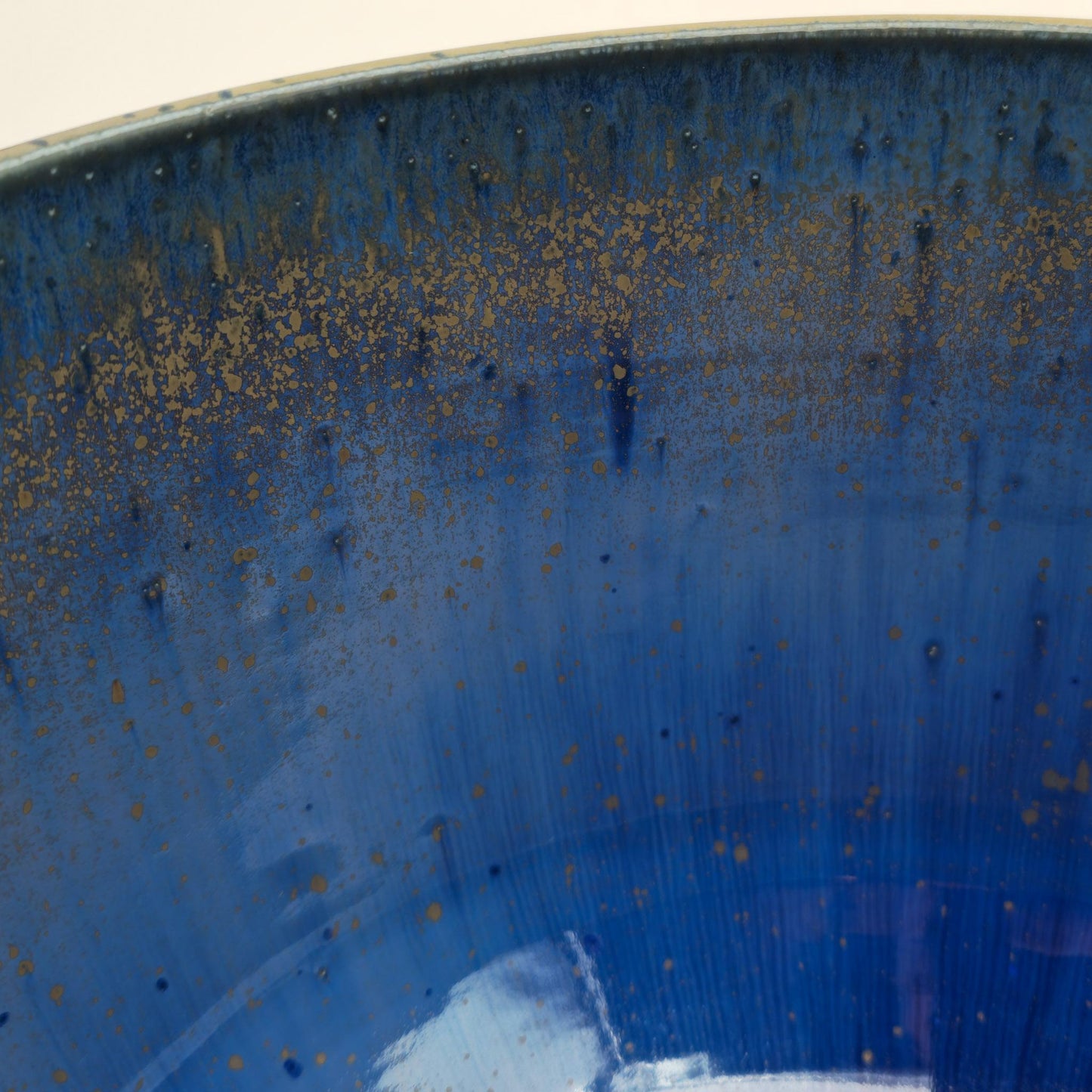BIRTHE SAHL Large Blue Crystal Glazed Stoneware Fruit Bowl Mollaris.com