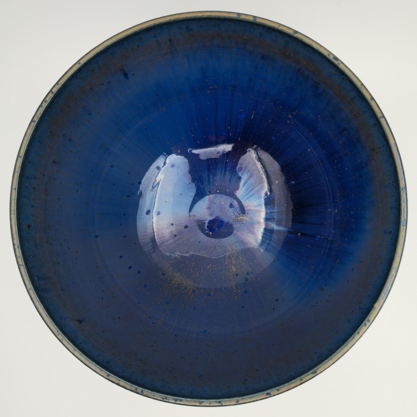 BIRTHE SAHL Large Blue Crystal Glazed Stoneware Fruit Bowl Mollaris.com