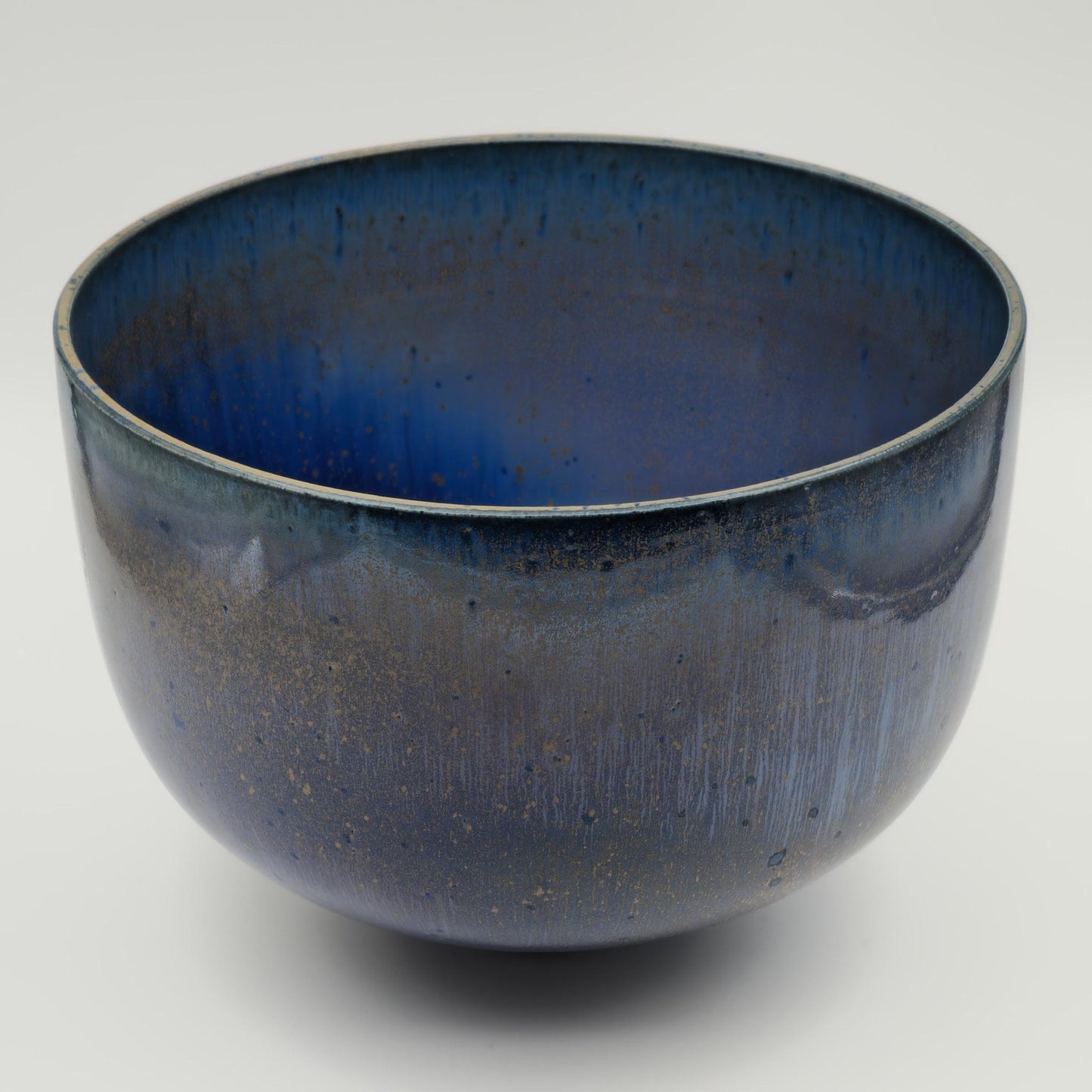 BIRTHE SAHL Large Blue Crystal Glazed Stoneware Fruit Bowl Mollaris.com