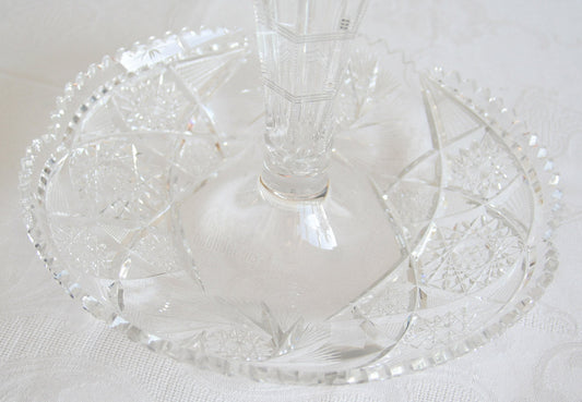 BRILLIANT Cut Antique Crystal Glass Epergne Mollaris.com