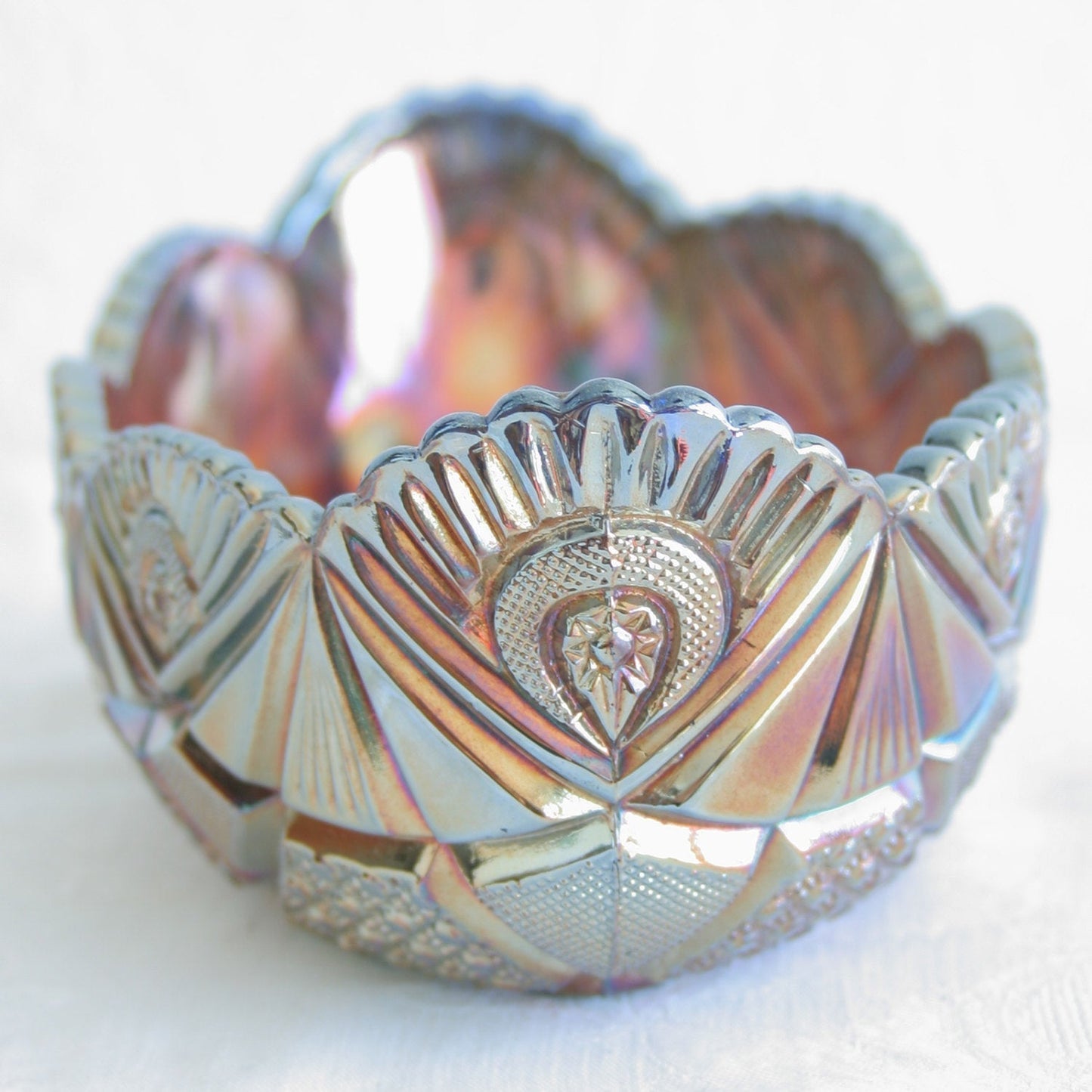 BROCKWITZ Carnival Glass Blue NORTHERN LIGHTS Jardiniere Mollaris.com