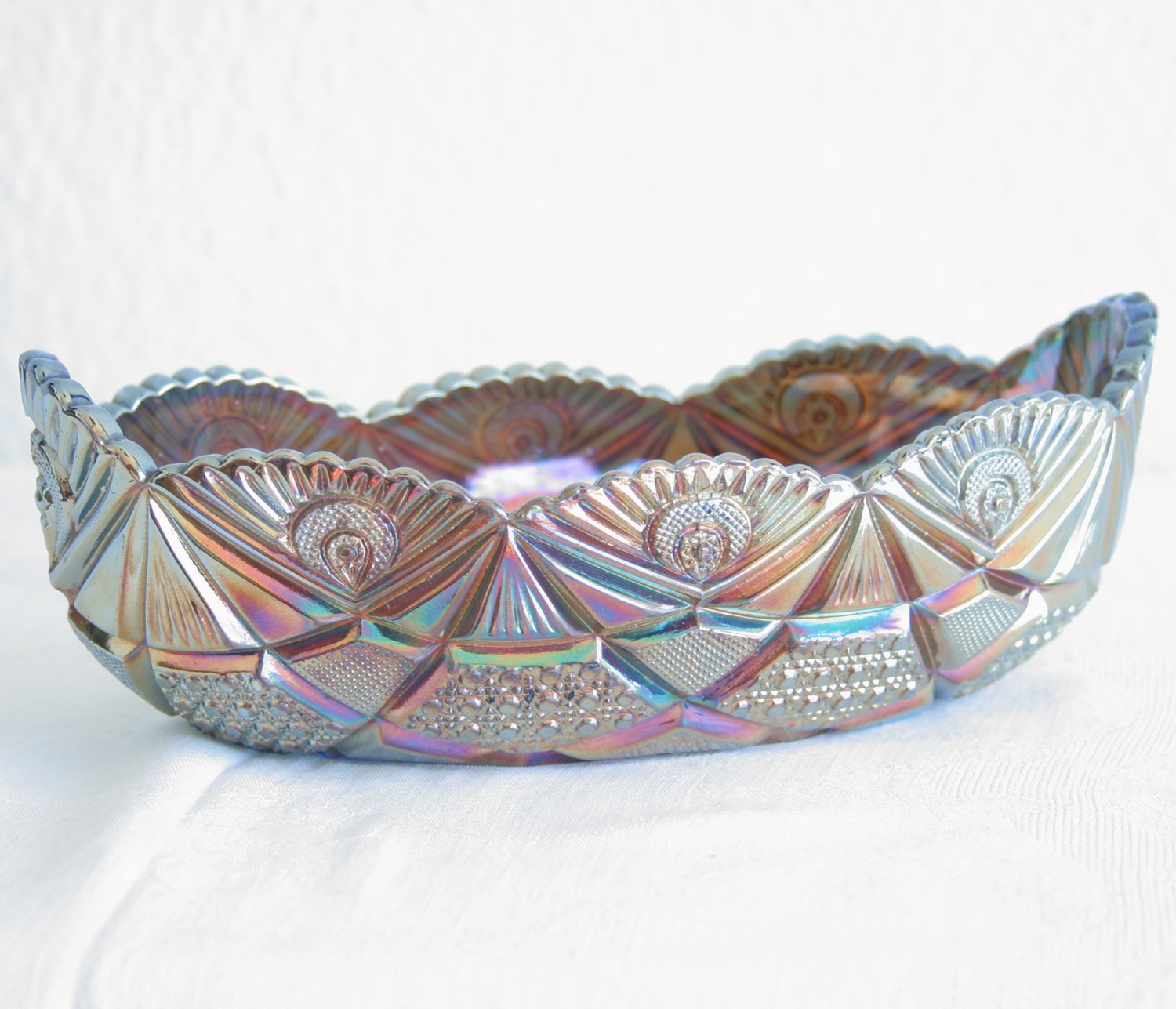 BROCKWITZ Carnival Glass Blue NORTHERN LIGHTS Jardiniere Mollaris.com