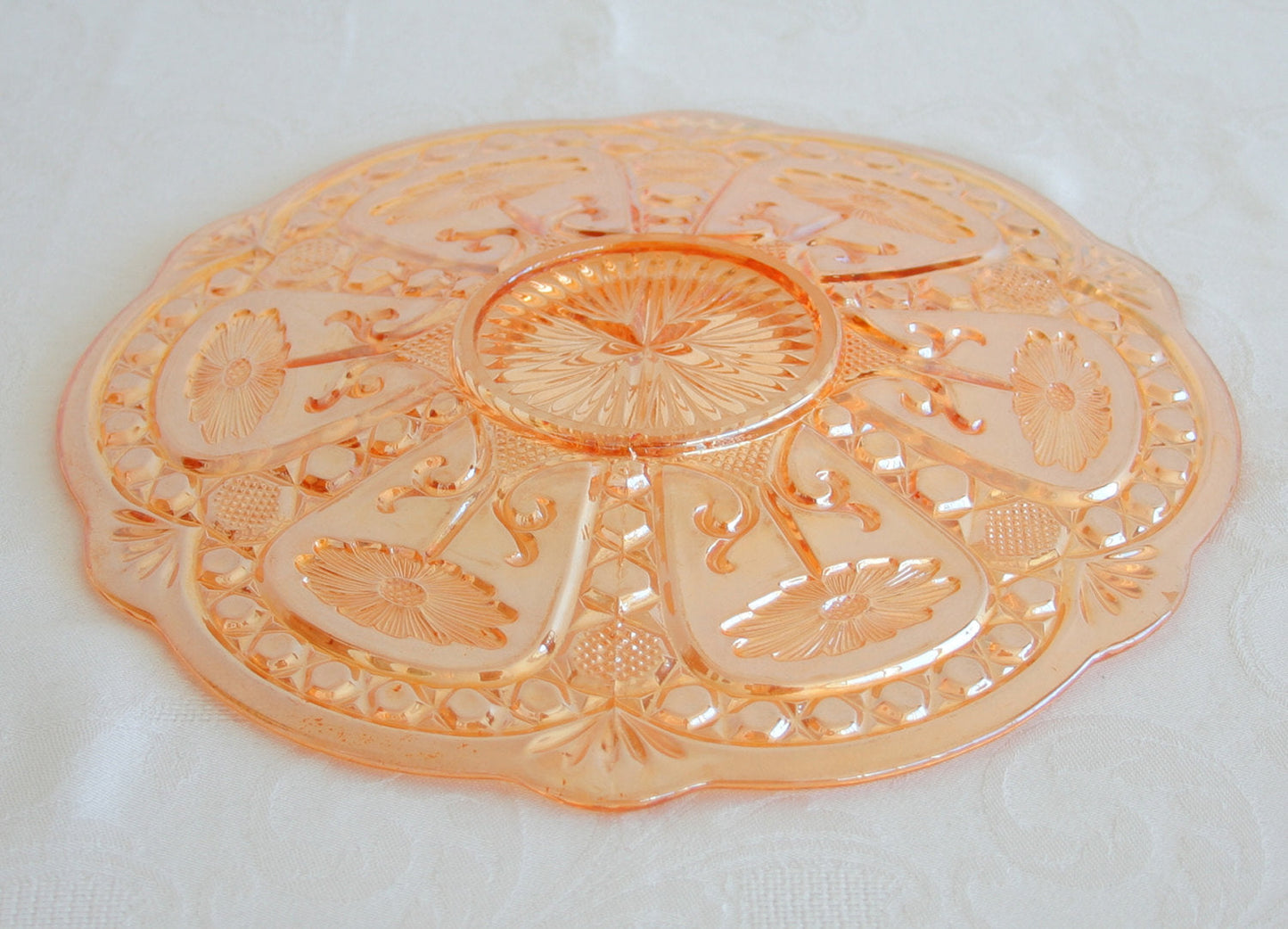 BROCKWITZ Carnival Glass Marigold ASTERS Large Chop Plate Mollaris.com