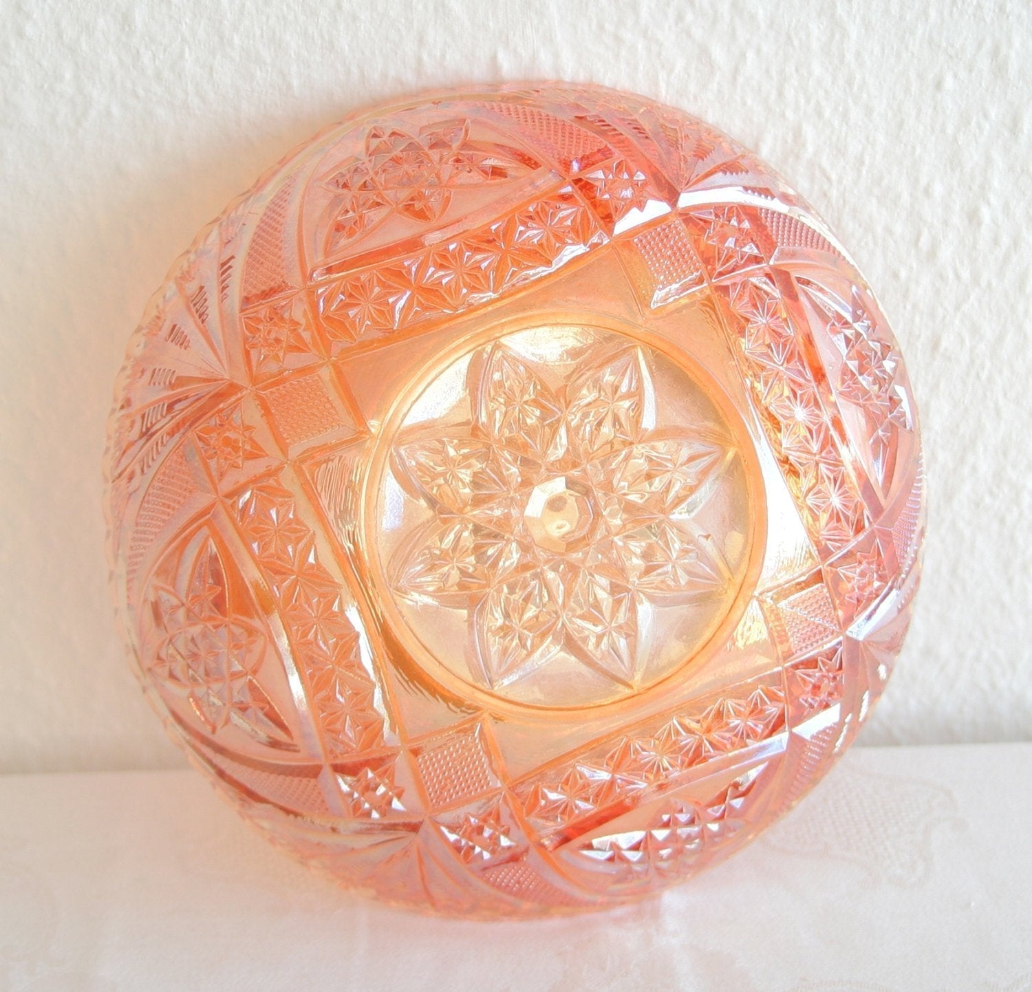 BROCKWITZ Carnival Glass Marigold CURVED STAR Bowl Mollaris.com