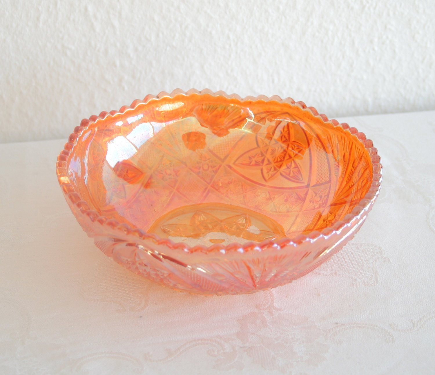 BROCKWITZ Carnival Glass Marigold CURVED STAR Bowl Mollaris.com