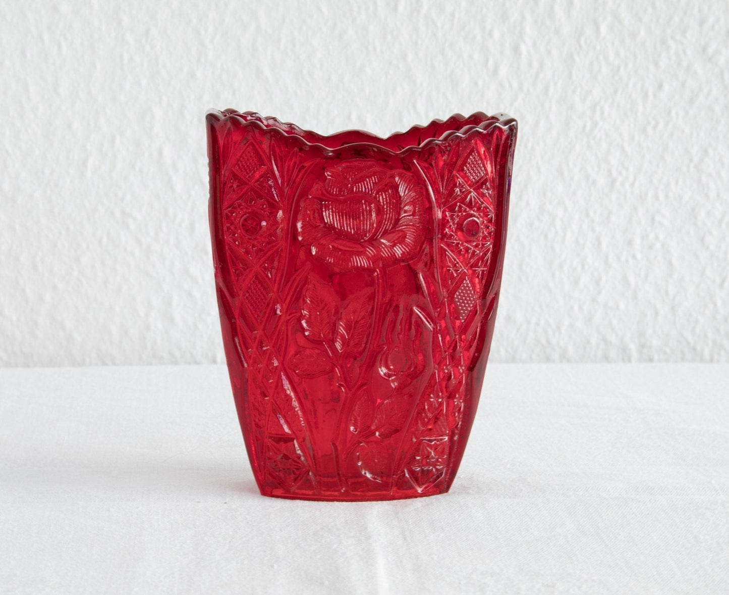 BROCKWITZ Rose Garden Ruby Red Glass Letter Vase Mollaris.com