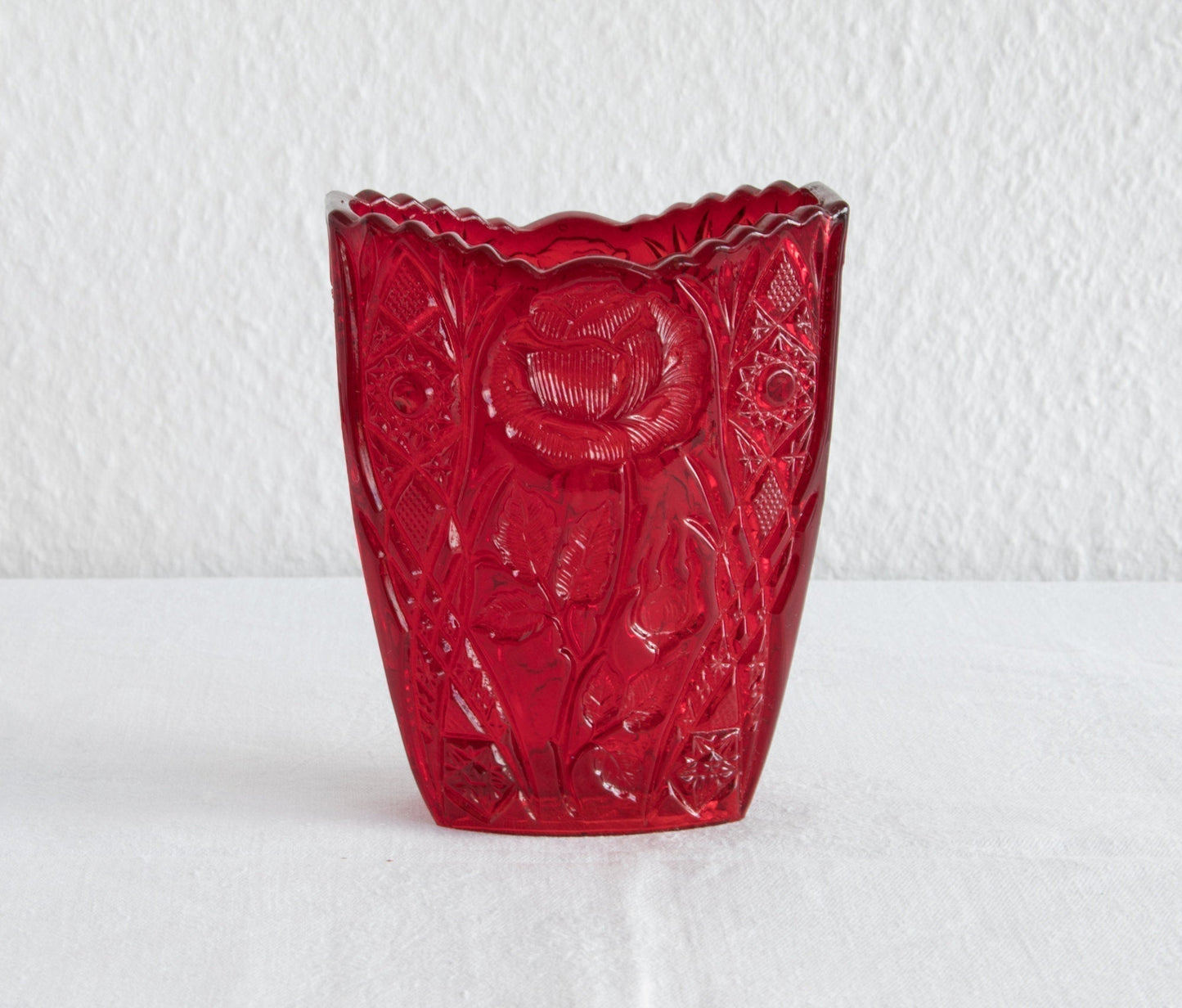 BROCKWITZ Rose Garden Ruby Red Glass Letter Vase Mollaris.com