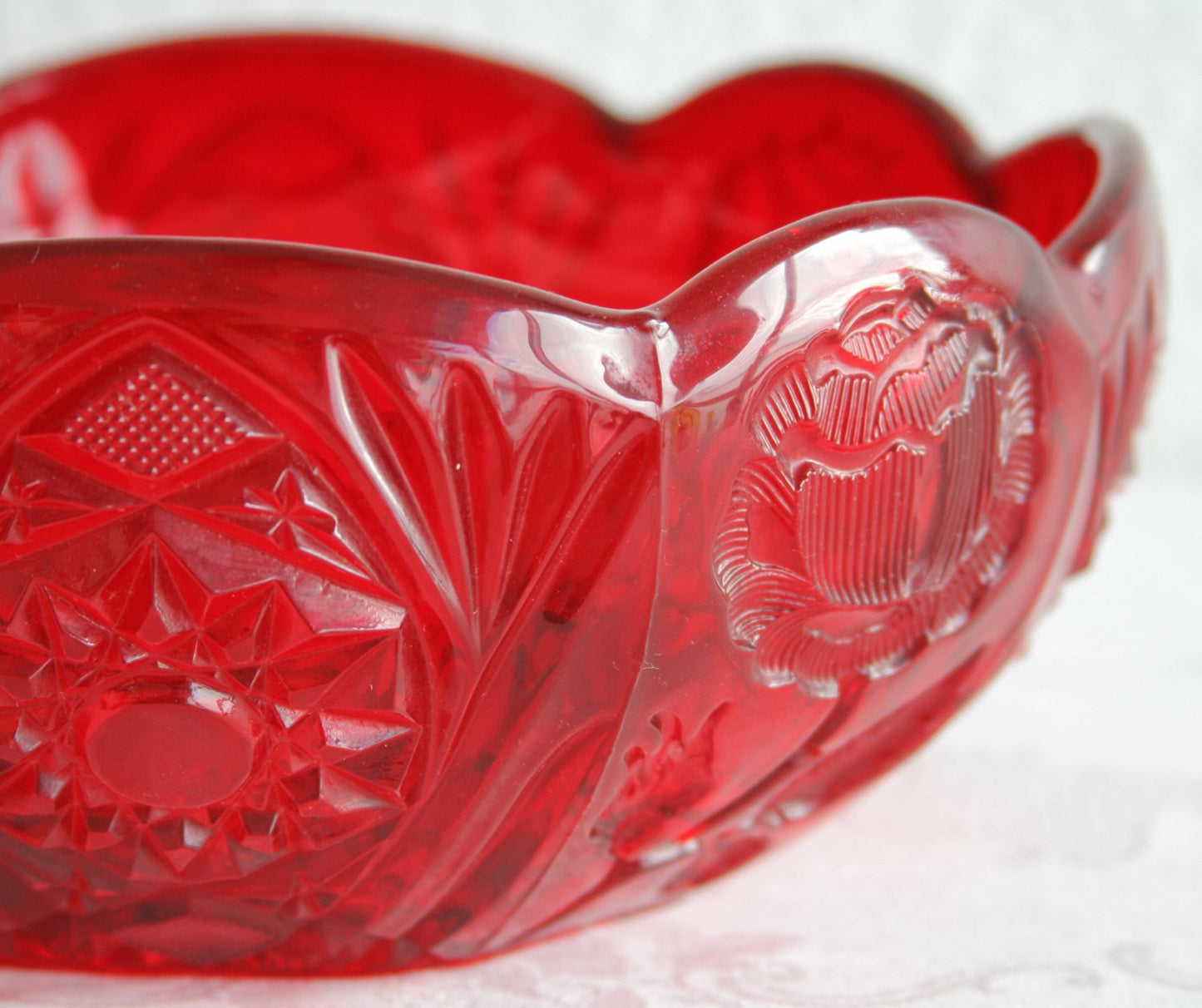 BROCKWITZ Rose Garden Ruby Red Large Glass Rose Bowl Mollaris.com