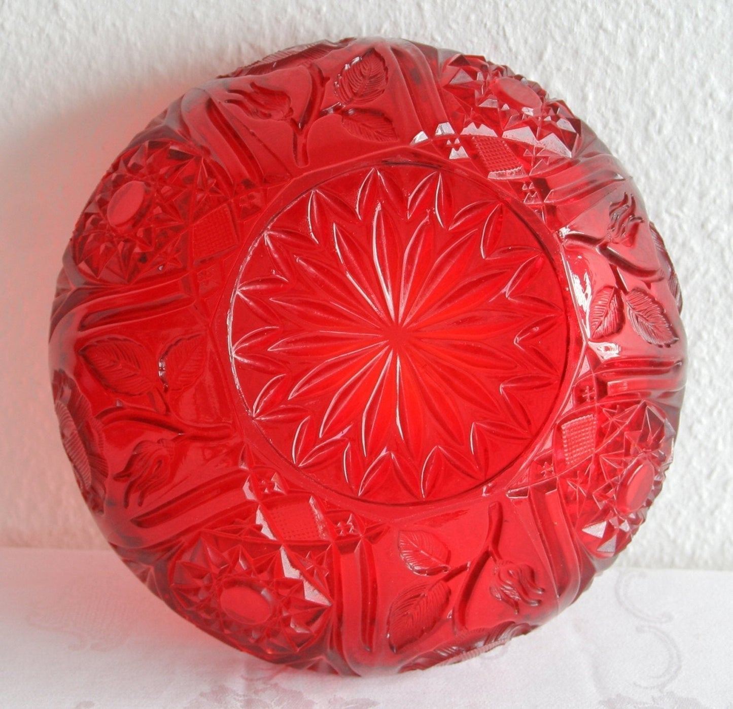 BROCKWITZ Rose Garden Ruby Red Large Glass Rose Bowl Mollaris.com