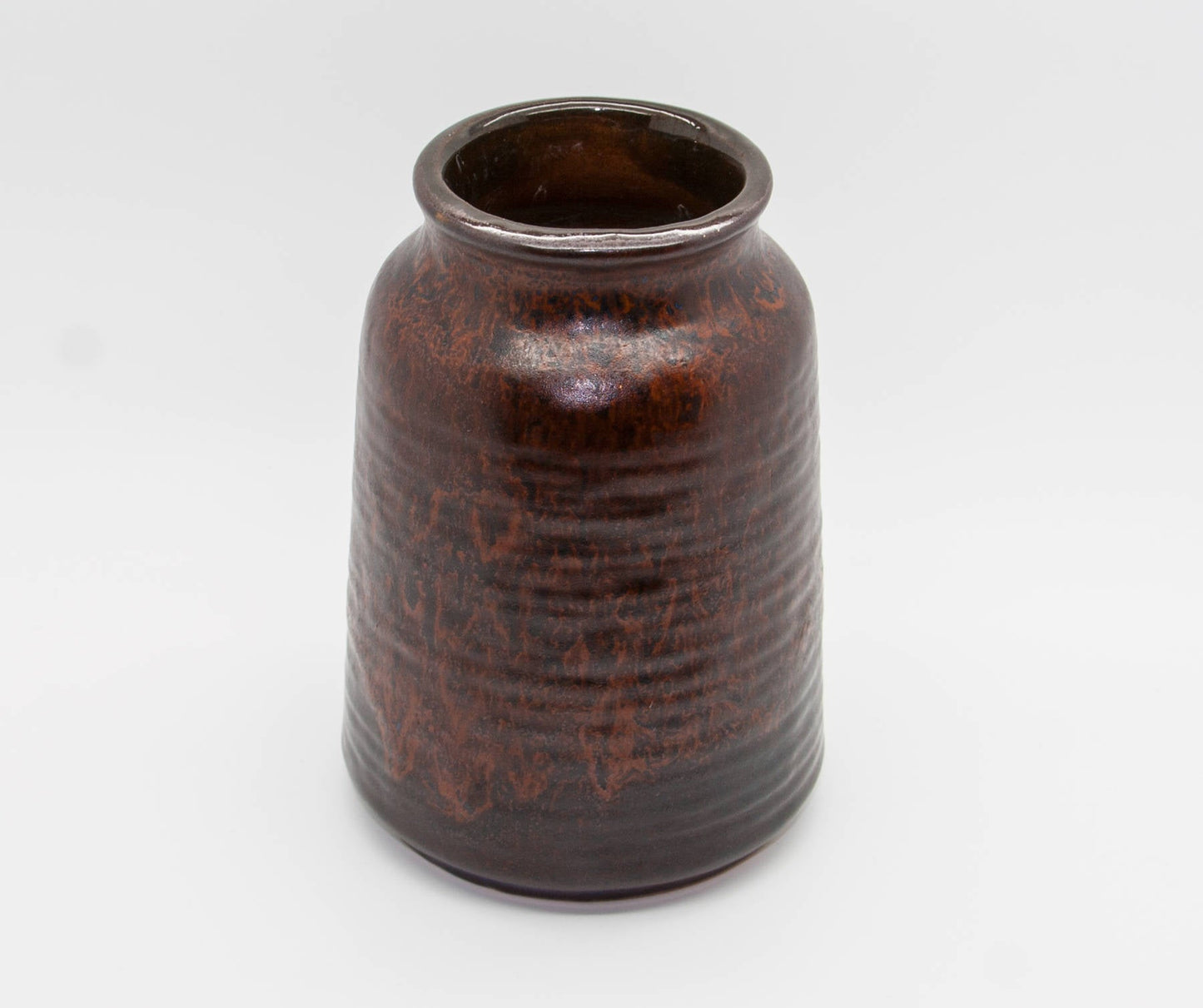 CARSTENS Dark Brown & Red Brown Glazed Ceramic Fat Lava Vase Mollaris.com