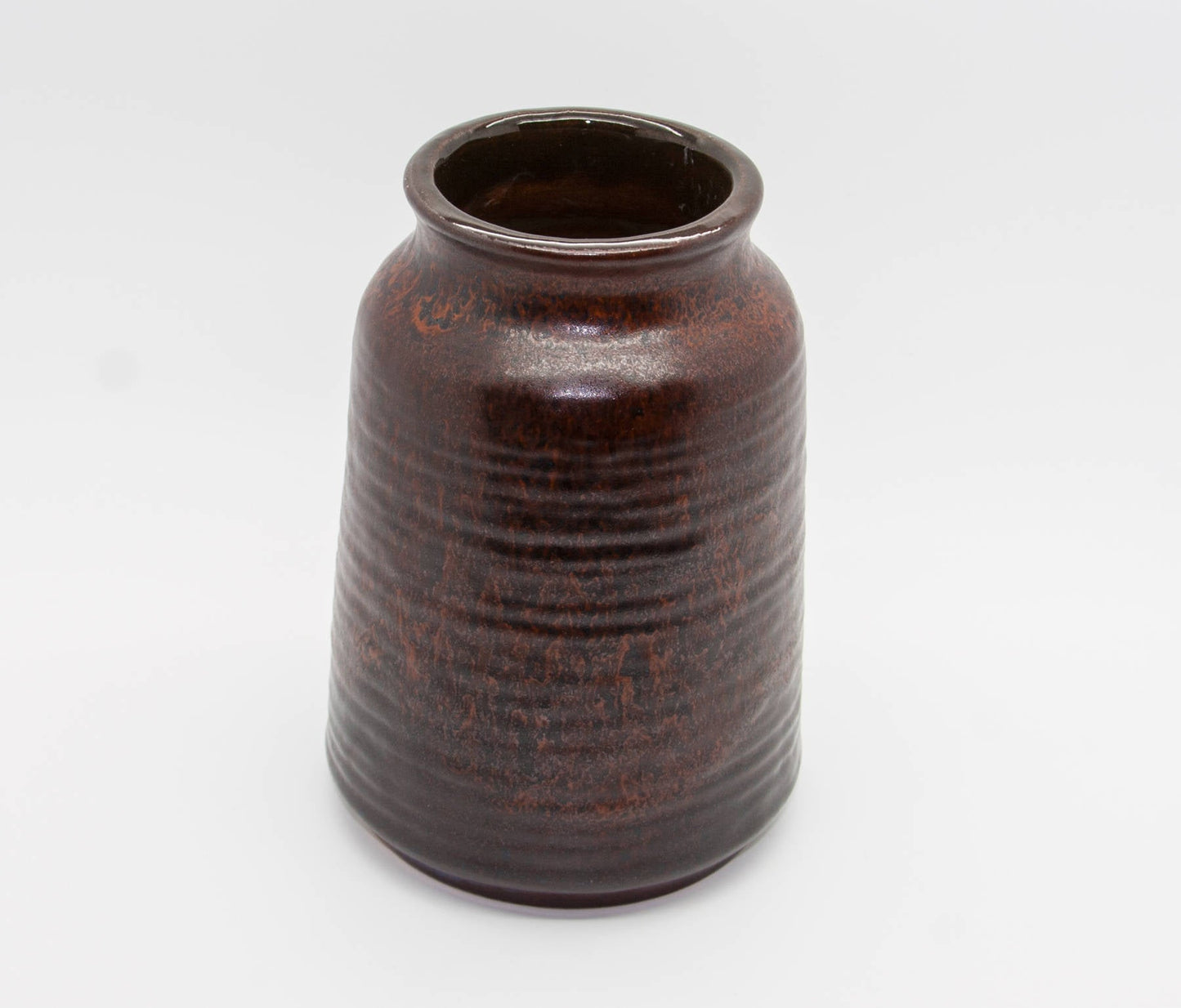 CARSTENS Dark Brown & Red Brown Glazed Ceramic Fat Lava Vase Mollaris.com