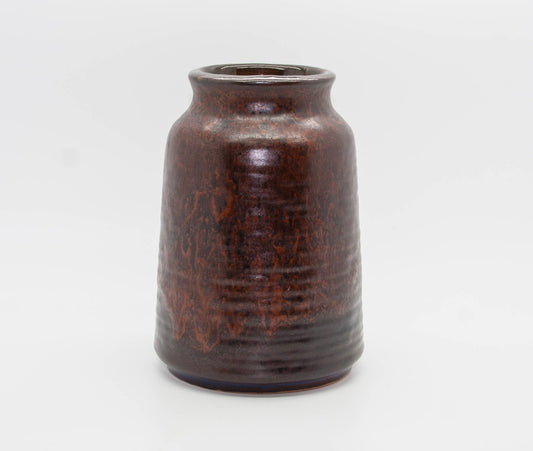 CARSTENS Dark Brown & Red Brown Glazed Ceramic Fat Lava Vase Mollaris.com 