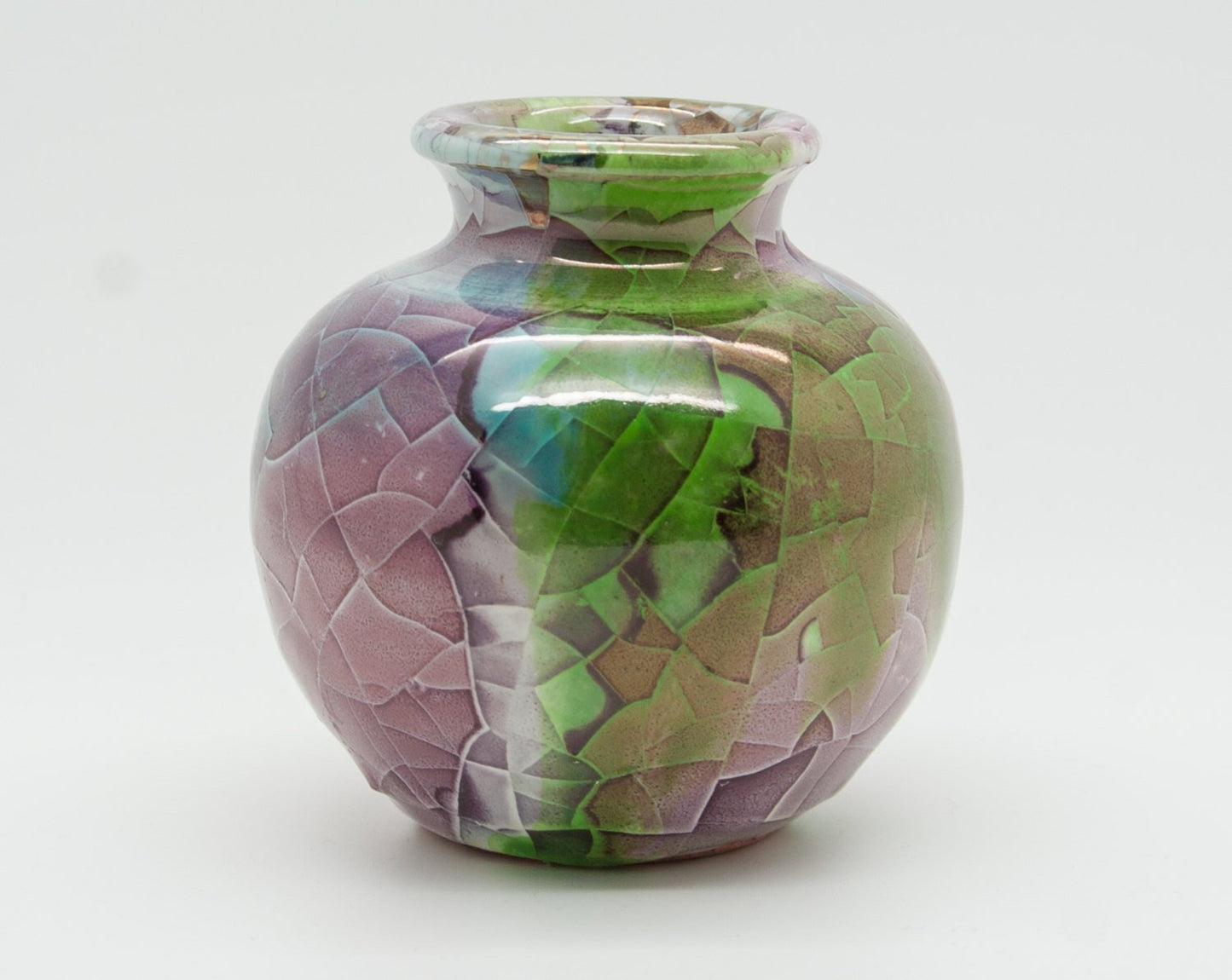 CLAUDIO PULLI Small Multicolored Crackle Glazed Stoneware Vase Mollaris.com
