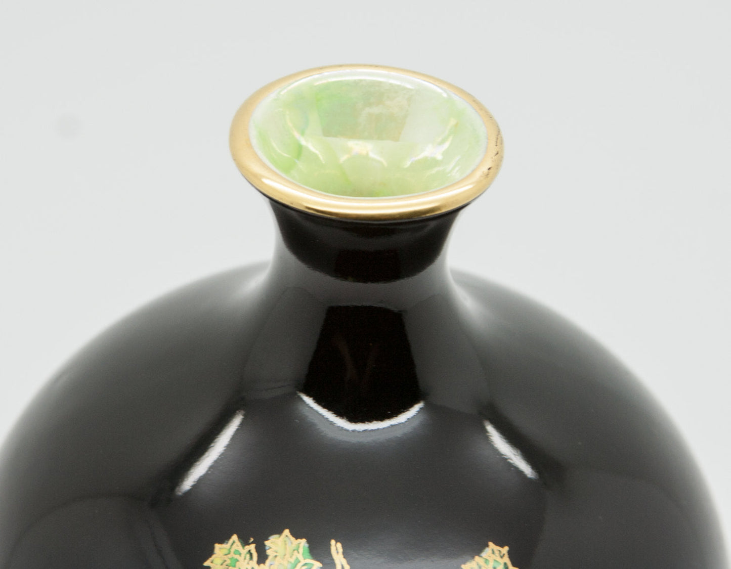 CROWN DEVON Pegasus Black & Gold Decorated Porcelain Vase Mollaris.com