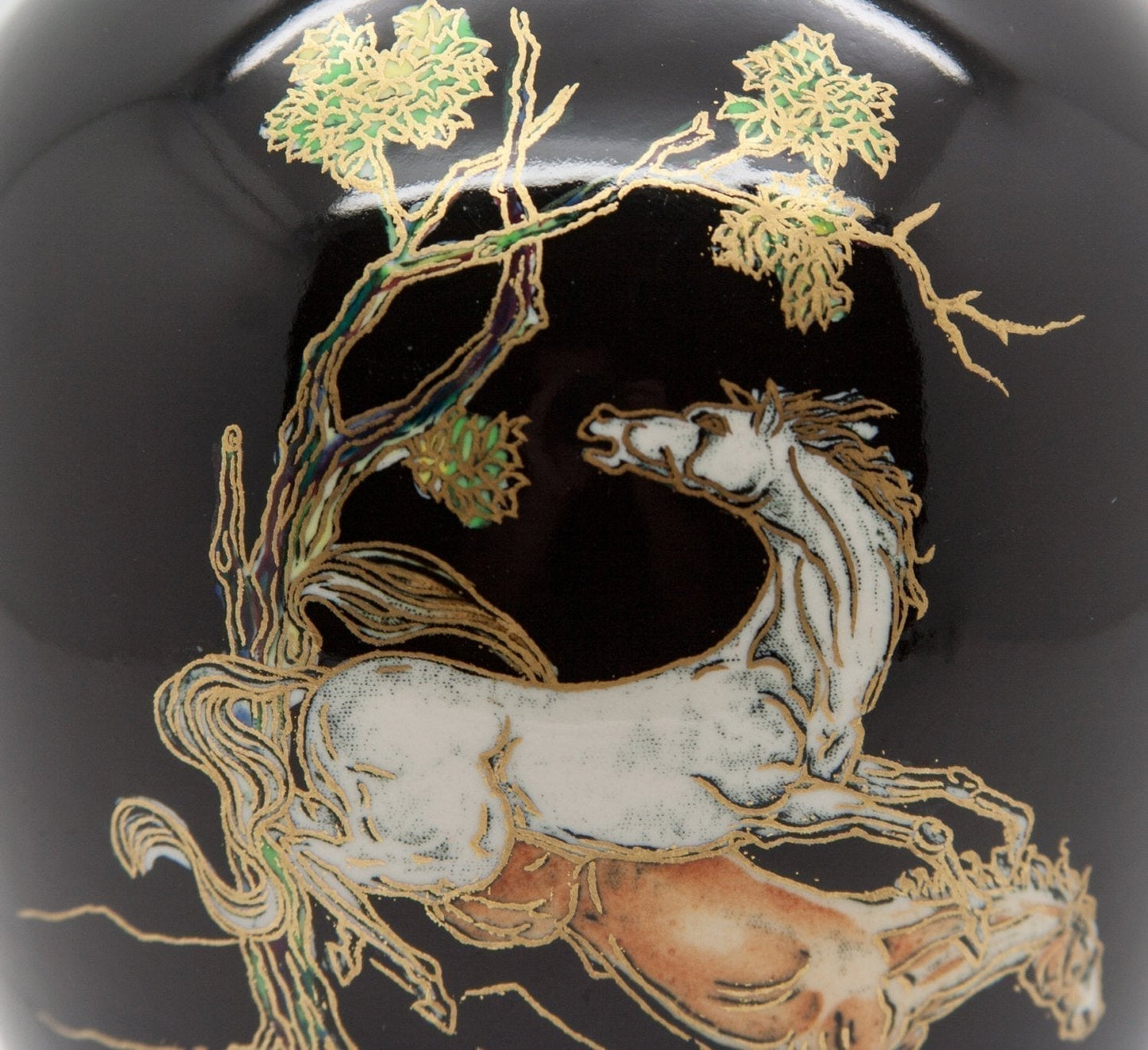 CROWN DEVON Pegasus Black & Gold Decorated Porcelain Vase Mollaris.com