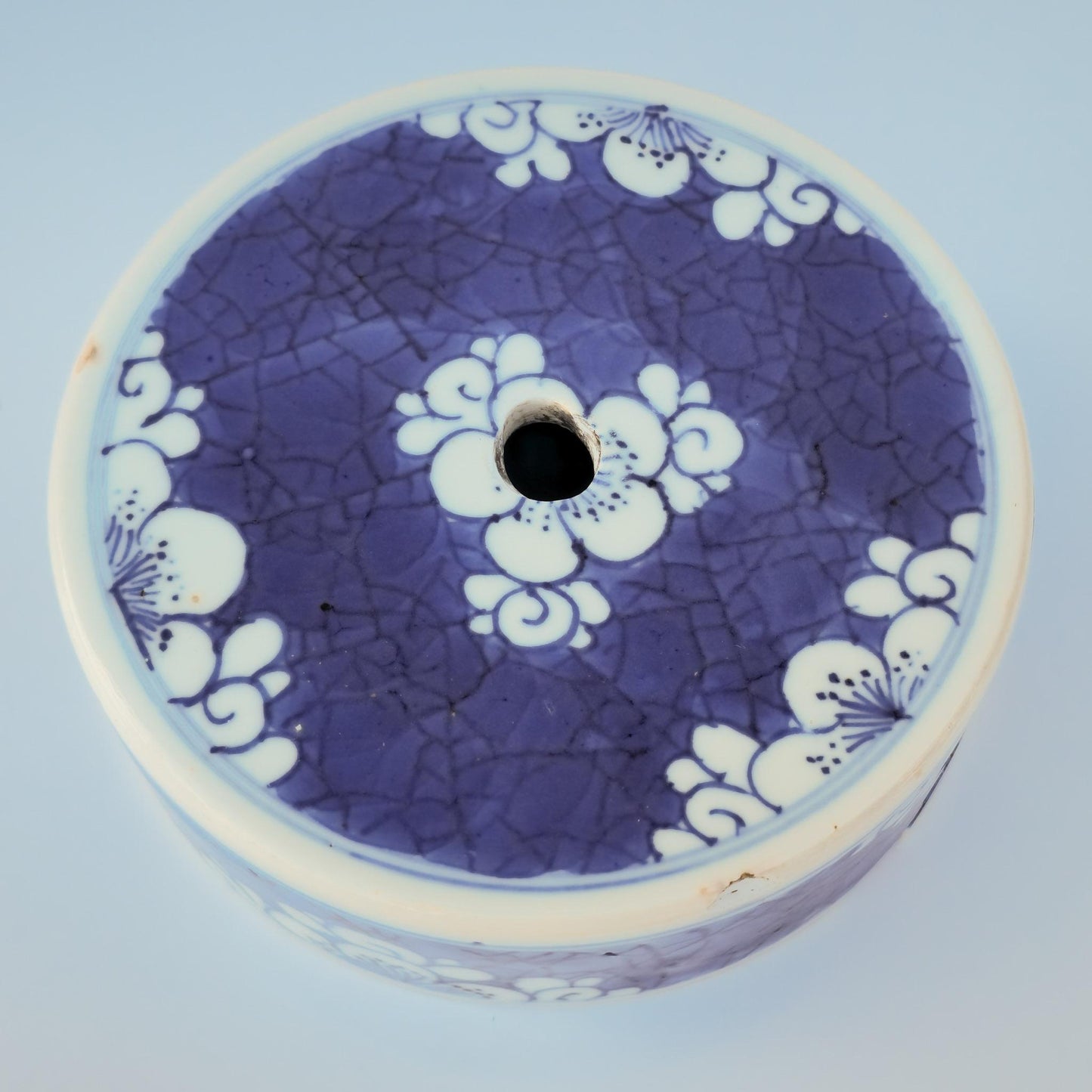 Chinese 18thC. Blue and White Ginger Jar Plum Blossoms Cracked Ice Pattern Kangxi Qing Mollaris.com