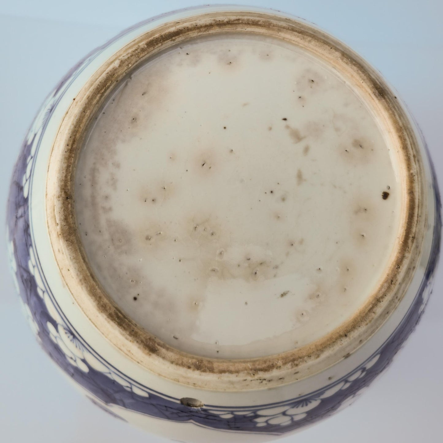 Chinese 18thC. Blue and White Ginger Jar Plum Blossoms Cracked Ice Pattern Kangxi Qing Mollaris.com