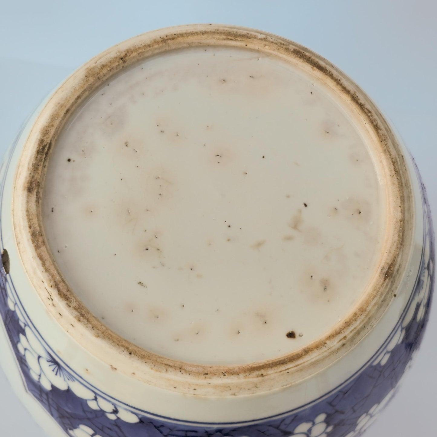 Chinese 18thC. Blue and White Ginger Jar Plum Blossoms Cracked Ice Pattern Kangxi Qing Mollaris.com