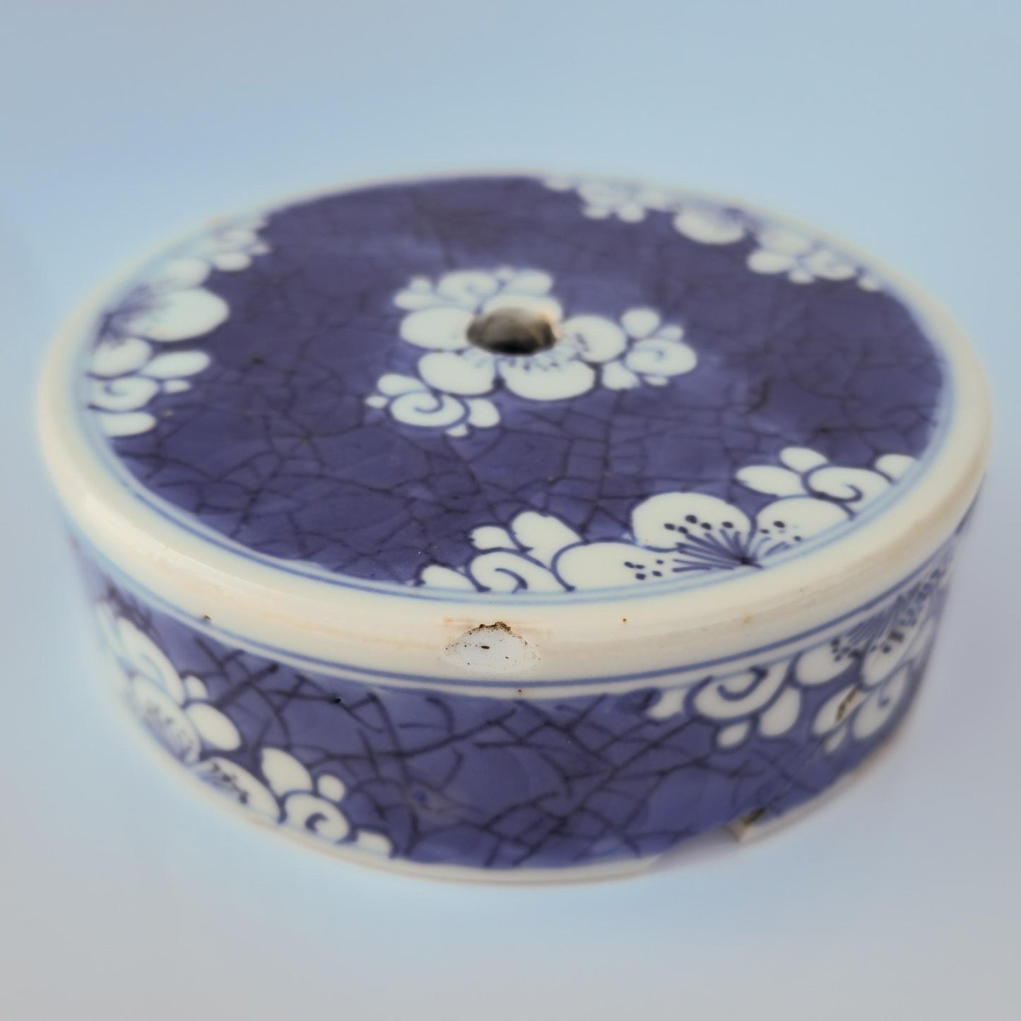 Chinese 18thC. Blue and White Ginger Jar Plum Blossoms Cracked Ice Pattern Kangxi Qing Mollaris.com