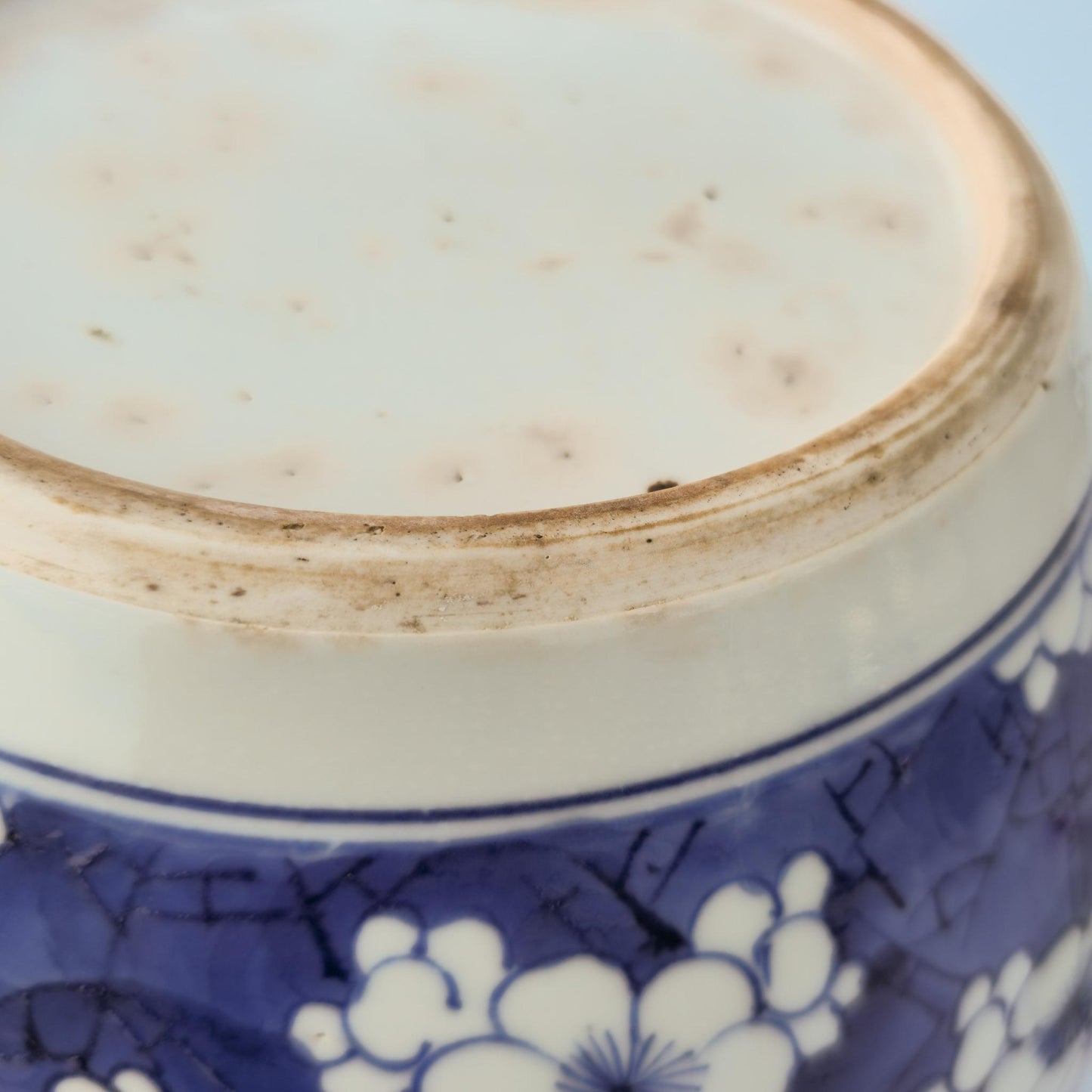 Chinese 18thC. Blue and White Ginger Jar Plum Blossoms Cracked Ice Pattern Kangxi Qing Mollaris.com