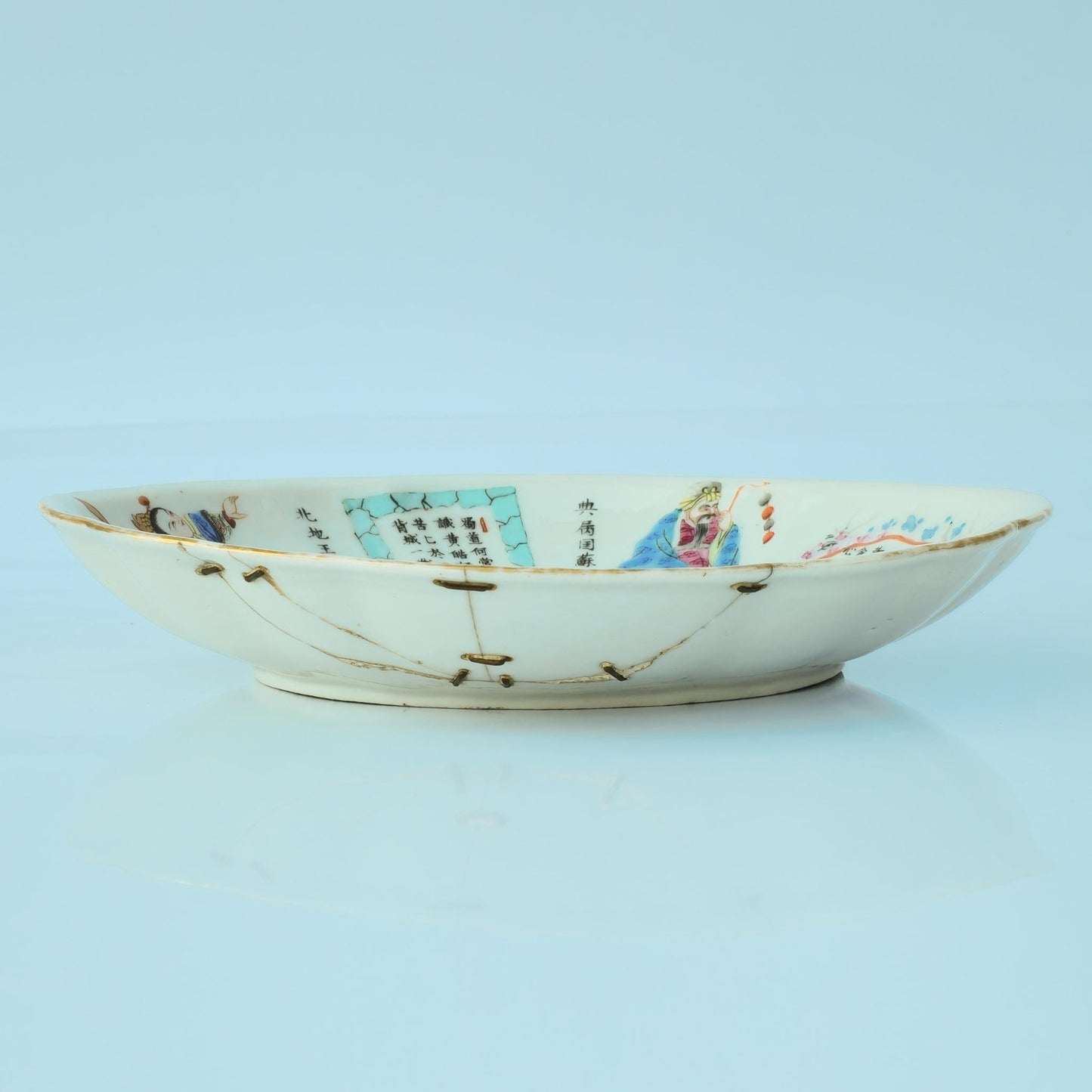 Chinese 19thC. Famille Rose Wu Shuang Pu Porcelain Teapot Tray Daoguang Qing Mollaris.com 