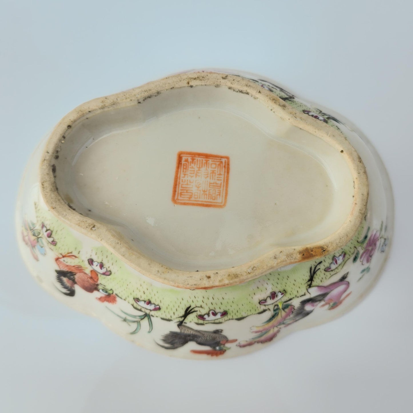 Chinese 20thC. Famille Rose Rooster Bowl, Late Qing / Republic Period Mollaris.com