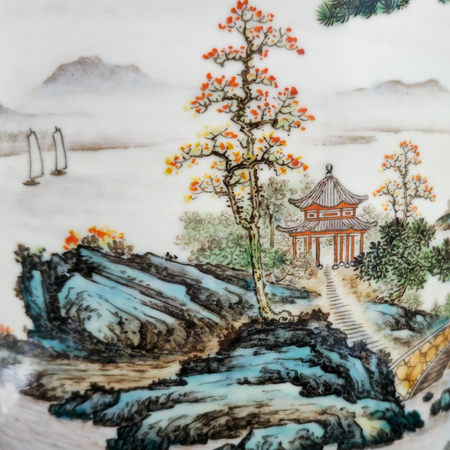 Chinese Famille Rose Large Landscape Vase, Early People's Republic of China Period Mollaris.com