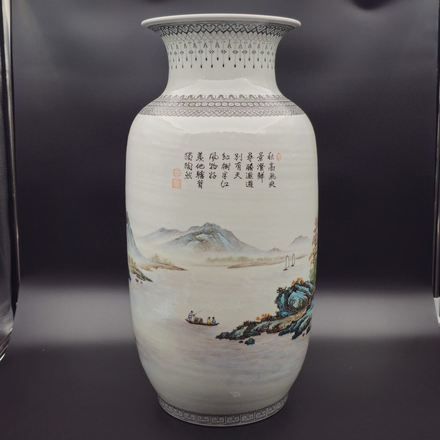 Chinese Famille Rose Large Landscape Vase, Early People's Republic of China Period Mollaris.com 