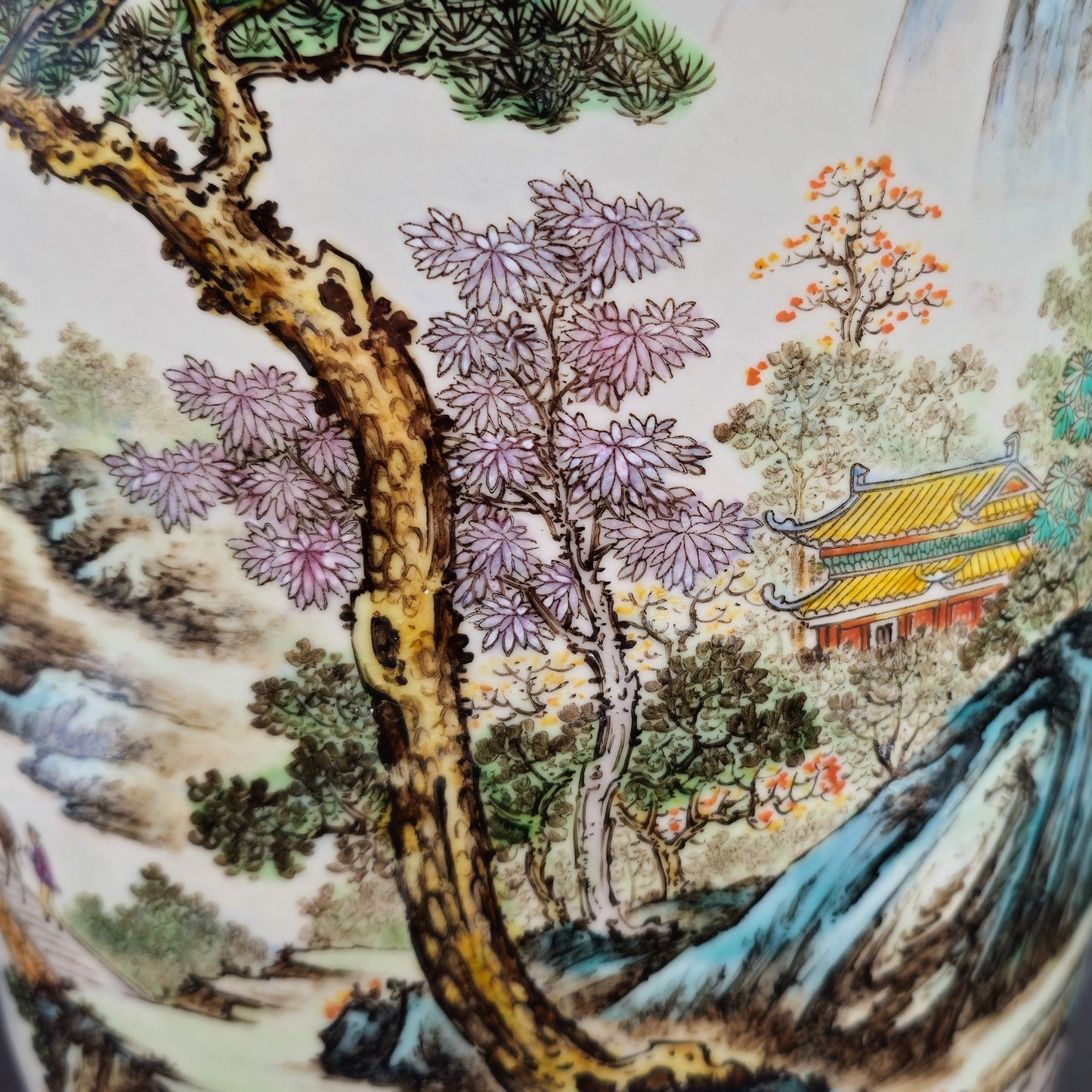 Chinese Famille Rose Large Landscape Vase, Early People's Republic of China Period Mollaris.com