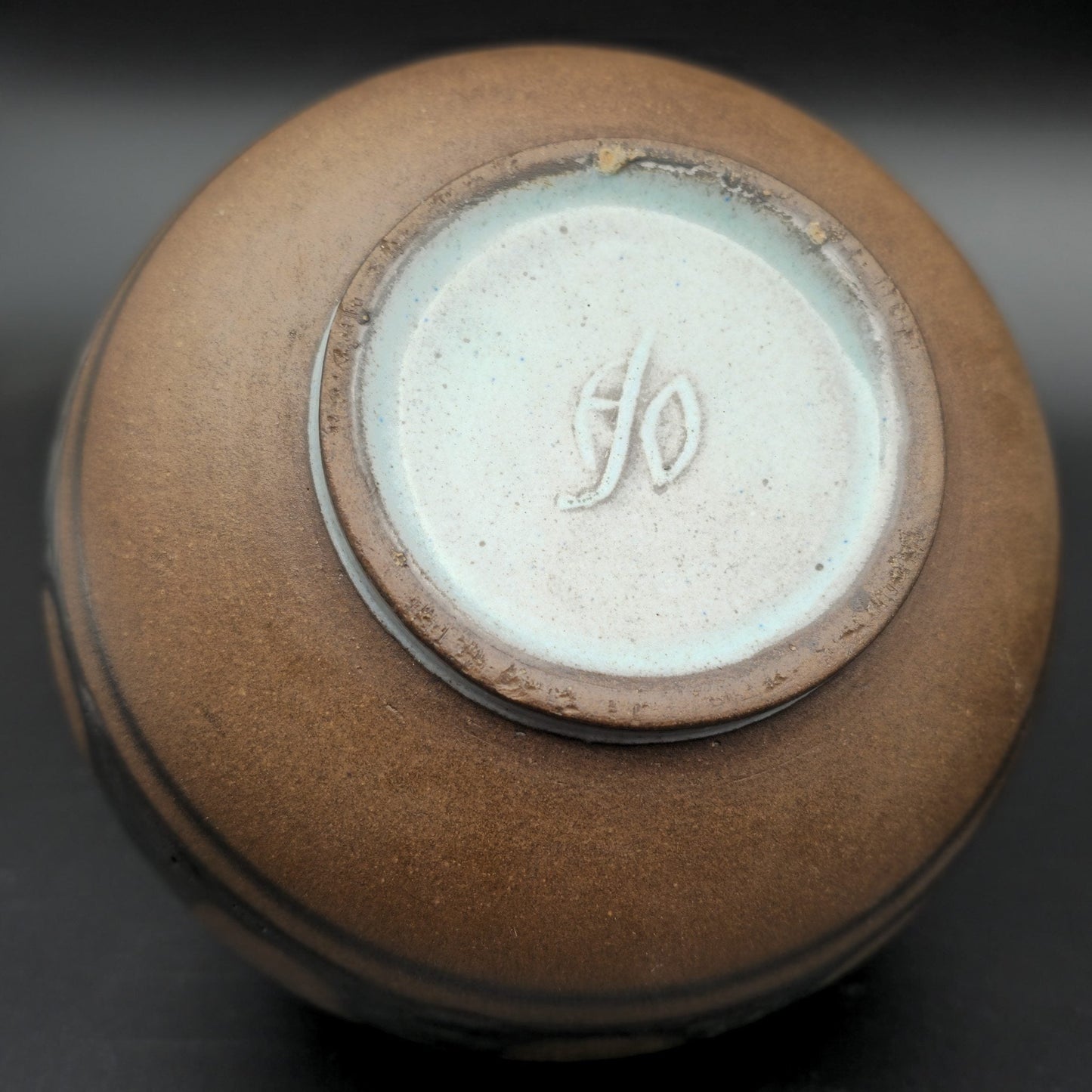 DANISH EINAR JOHANSEN STUDIO CERAMIC BROWN AND BLACK GLAZED STONEWARE VASE | MID 20TH CENTURY Mollaris.com