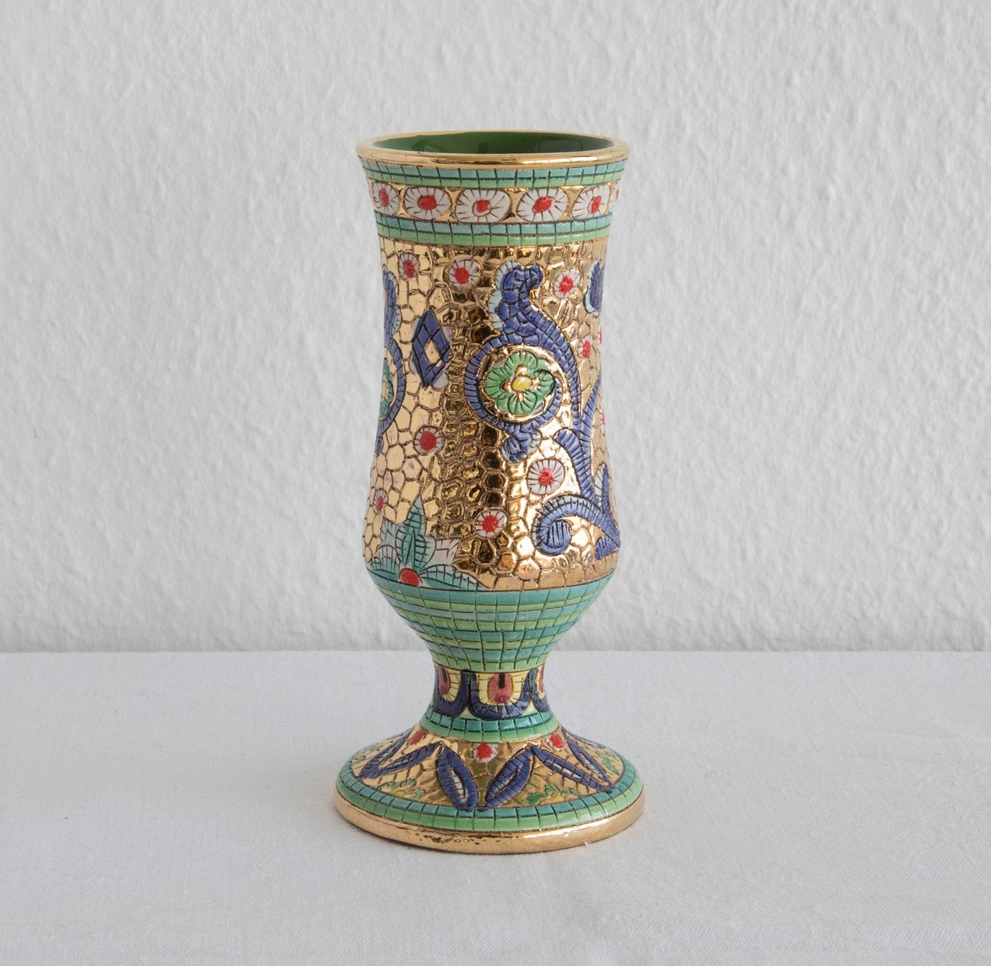 DERUTA Gialletti Small Byzantine Mosaic Floral Vase Mollaris.com