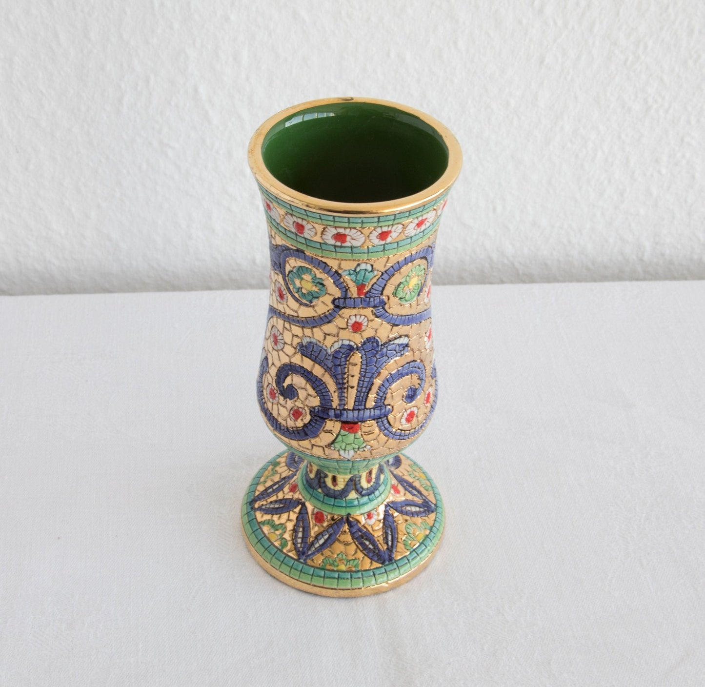 DERUTA Gialletti Small Byzantine Mosaic Floral Vase Mollaris.com