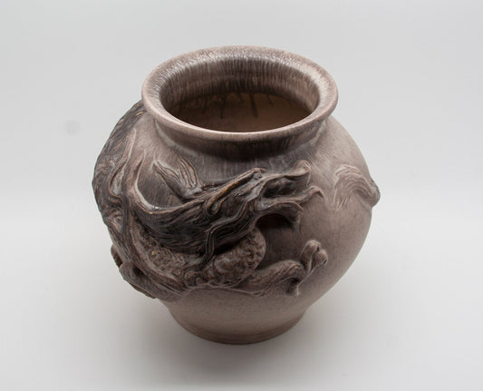 EJNAR DISSING Studio Grey & Brown Glazed Dragon Encircled Ceramic Vase Mollaris.com