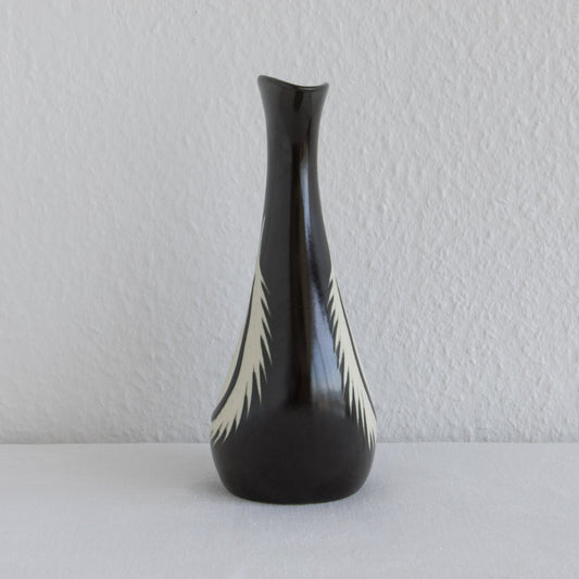 ELISABETH LOHOLT Black Glazed Asymmetrical Ceramic Pitcher Vase Mollaris.com